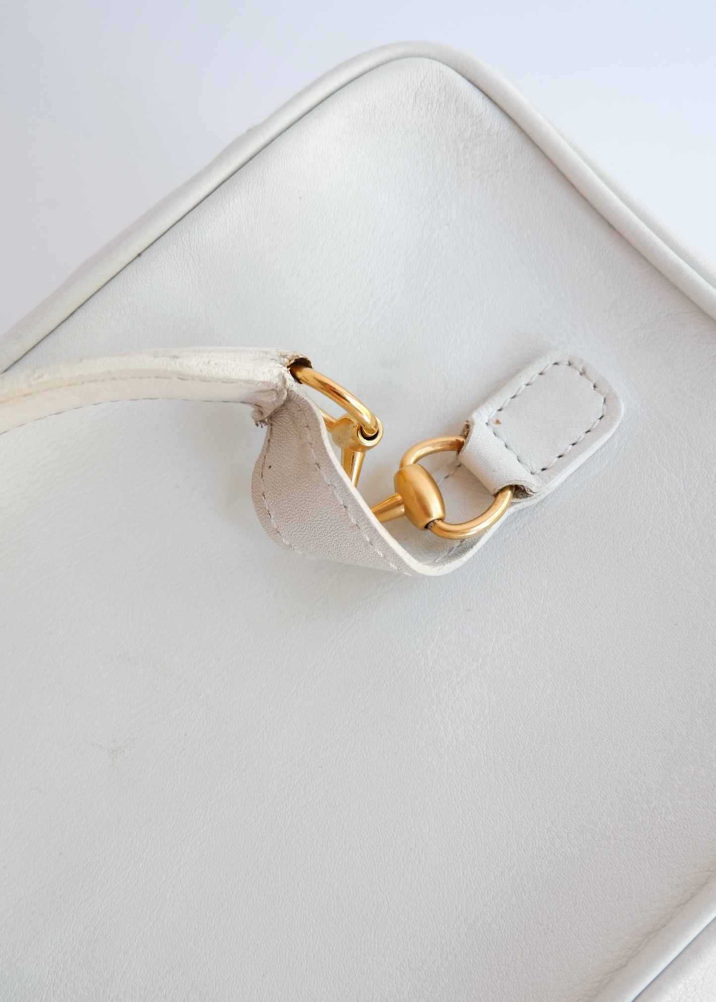 Authentic Preowned Vintage Gucci White Leather Horsebit Vanity Case