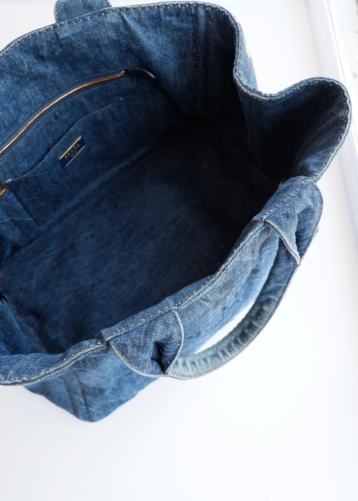 Authentic Preowned Prada Navy Denim Canapa Tote Bag