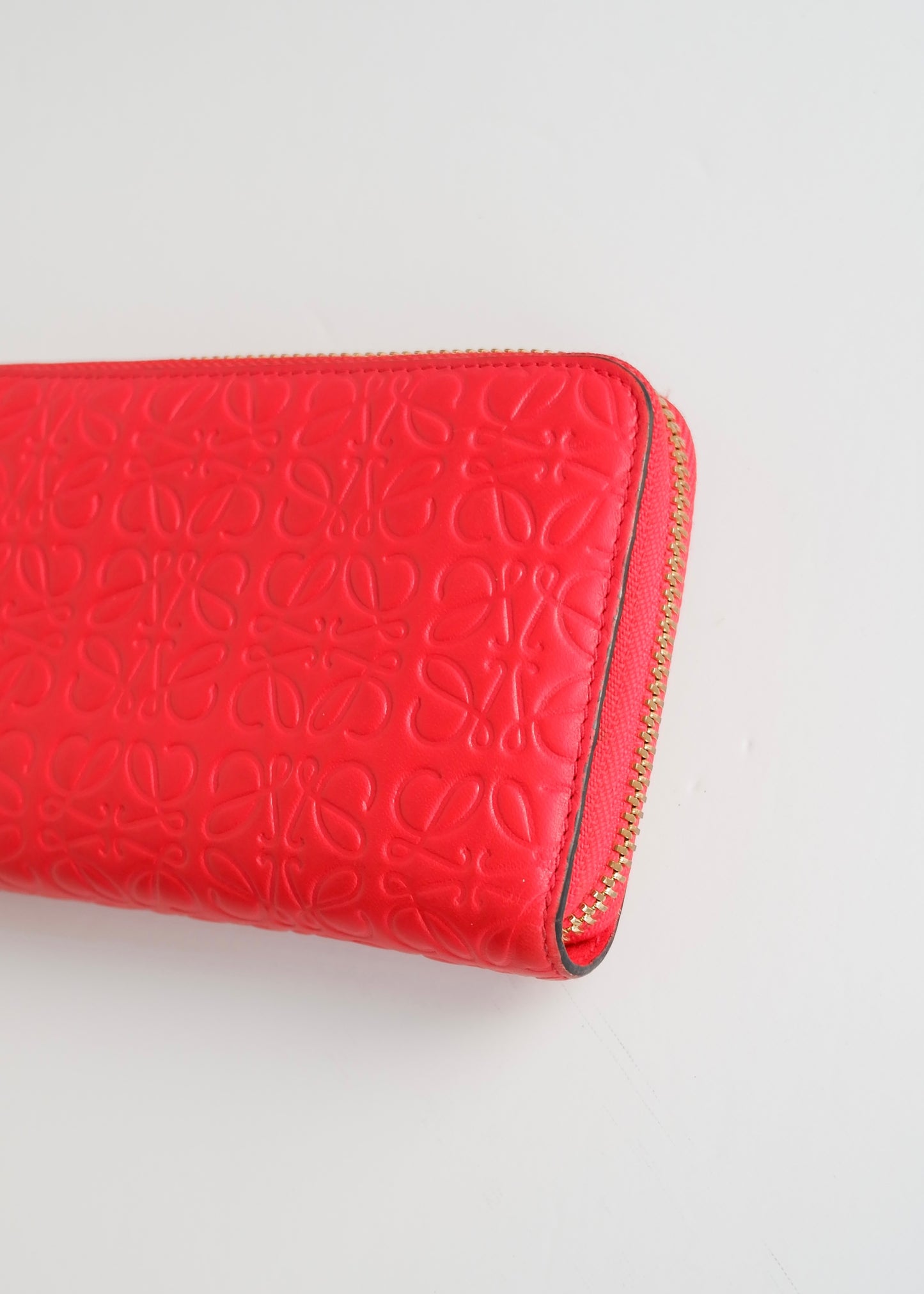 Authentic Preowned Loewe Red Zip Around Long Wallet