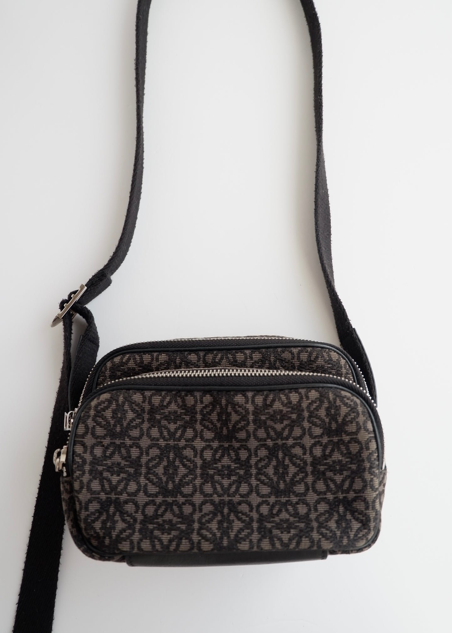 Authentic Preowned Loewe Black Canvas Anagram Crossbody Bag