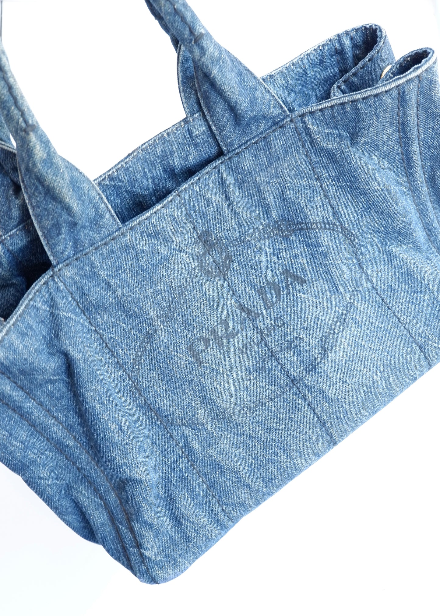 Authentic Preowned Prada Navy Denim Canapa Tote Bag