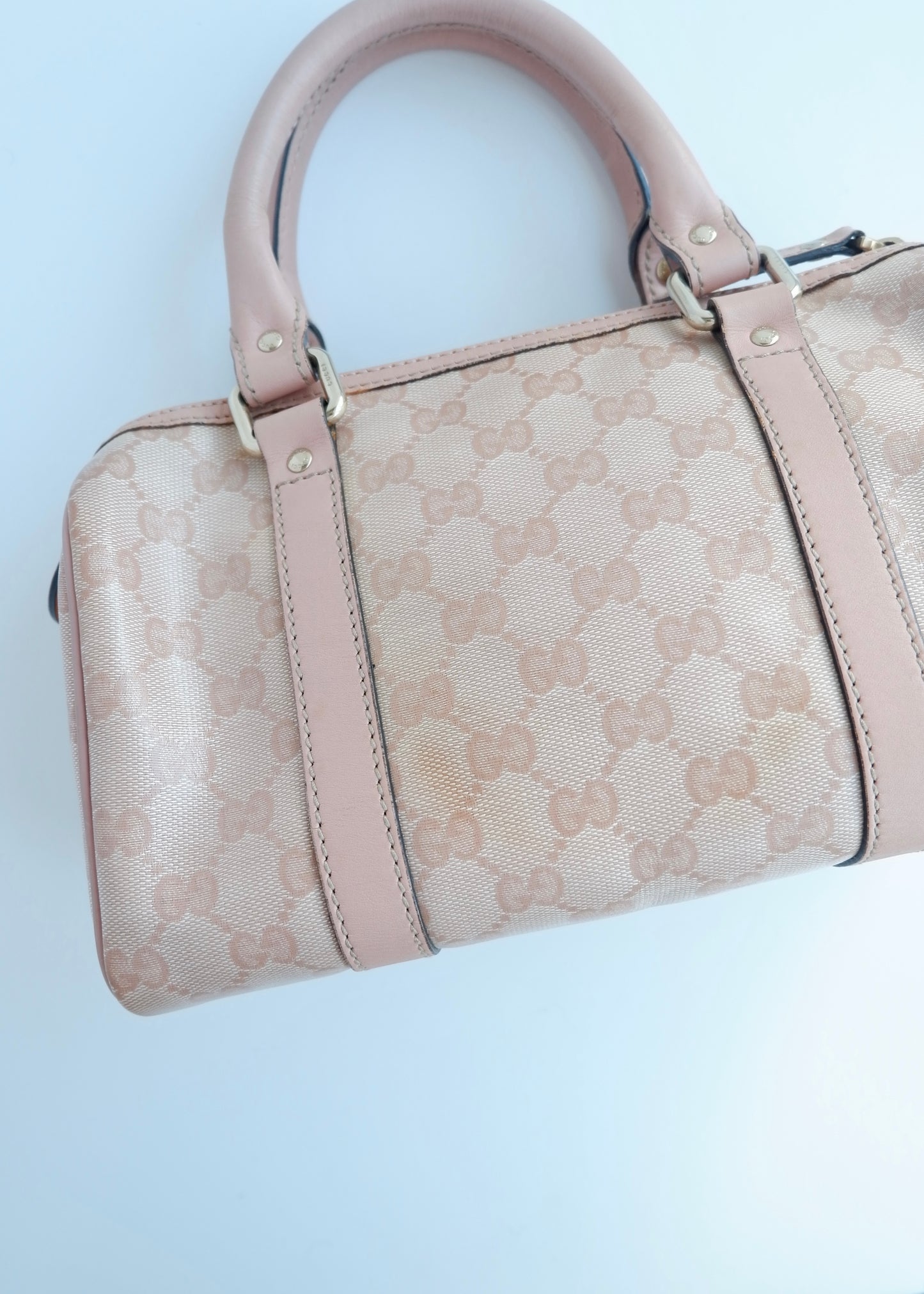 Authentic Preowned Gucci Pink GG Canvas Mini Boston Bag