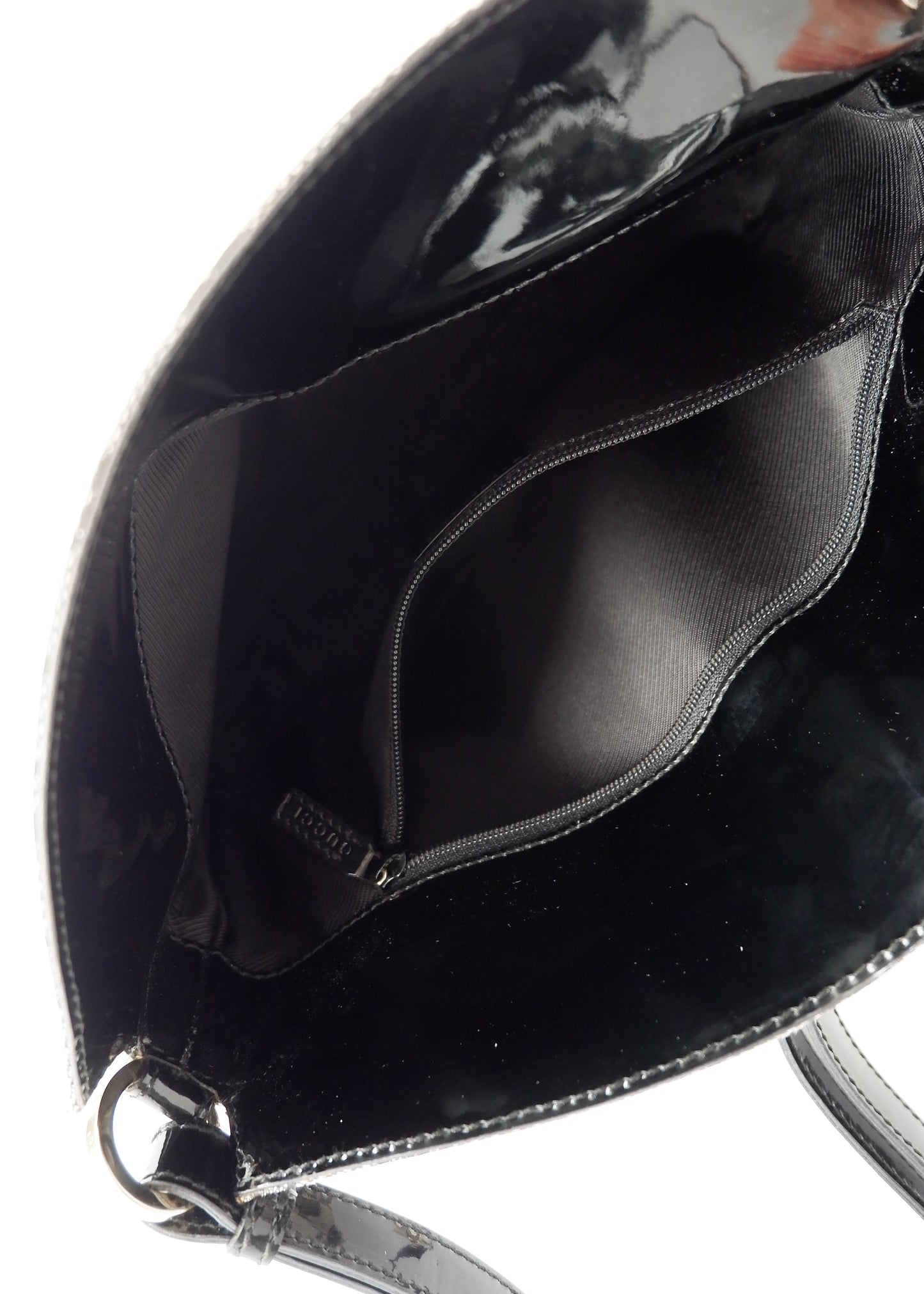 Authentic Preowned Gucci Black GG Canvas/ Patent Leather Shoulder Bag