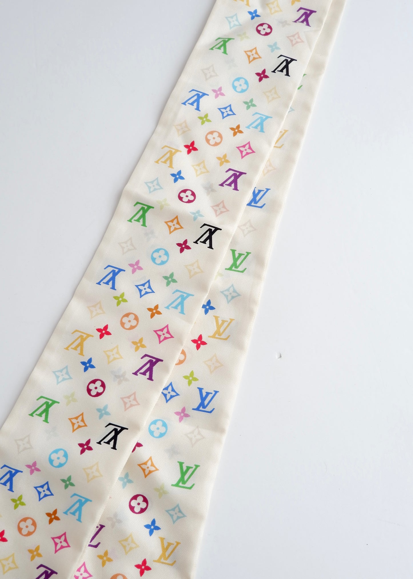 Authentic Preowned Louis Vuitton Monogram Multicolored Takashi Murakami Silk Scarf