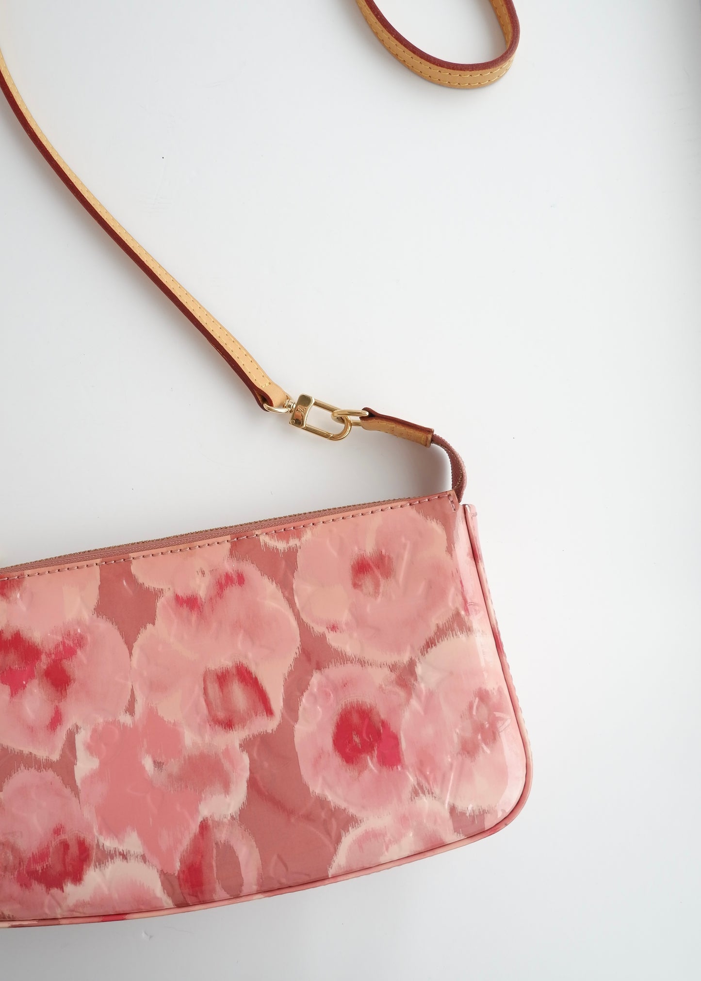 Authentic Preowned Louis Vuitton Limited Edition Rose Velours Monogram Ikat Pochette Crossbody Bag