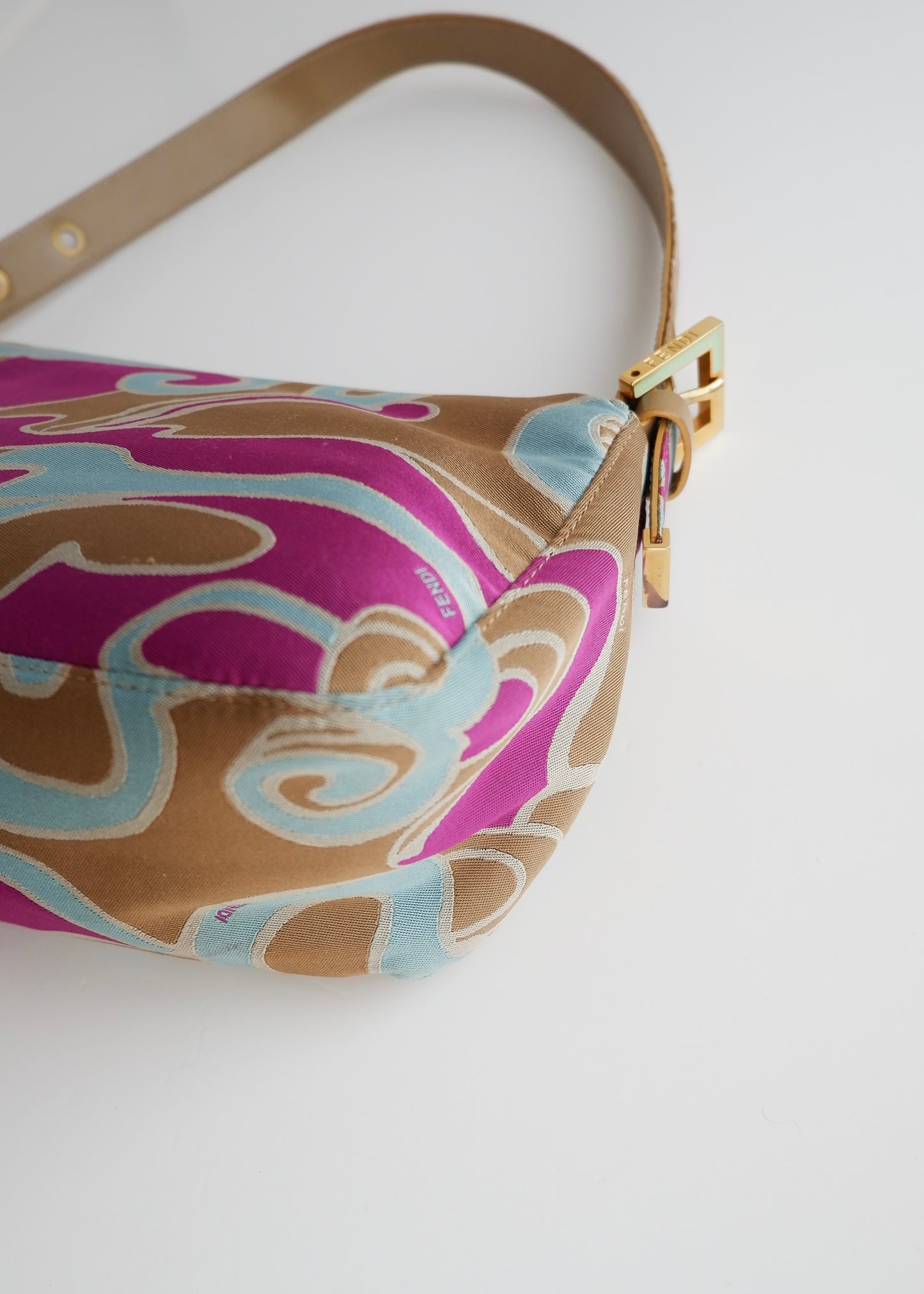Authentic Preowned Fendi Psychedelic Swirl Multi Color Baguette Shoulder Bag