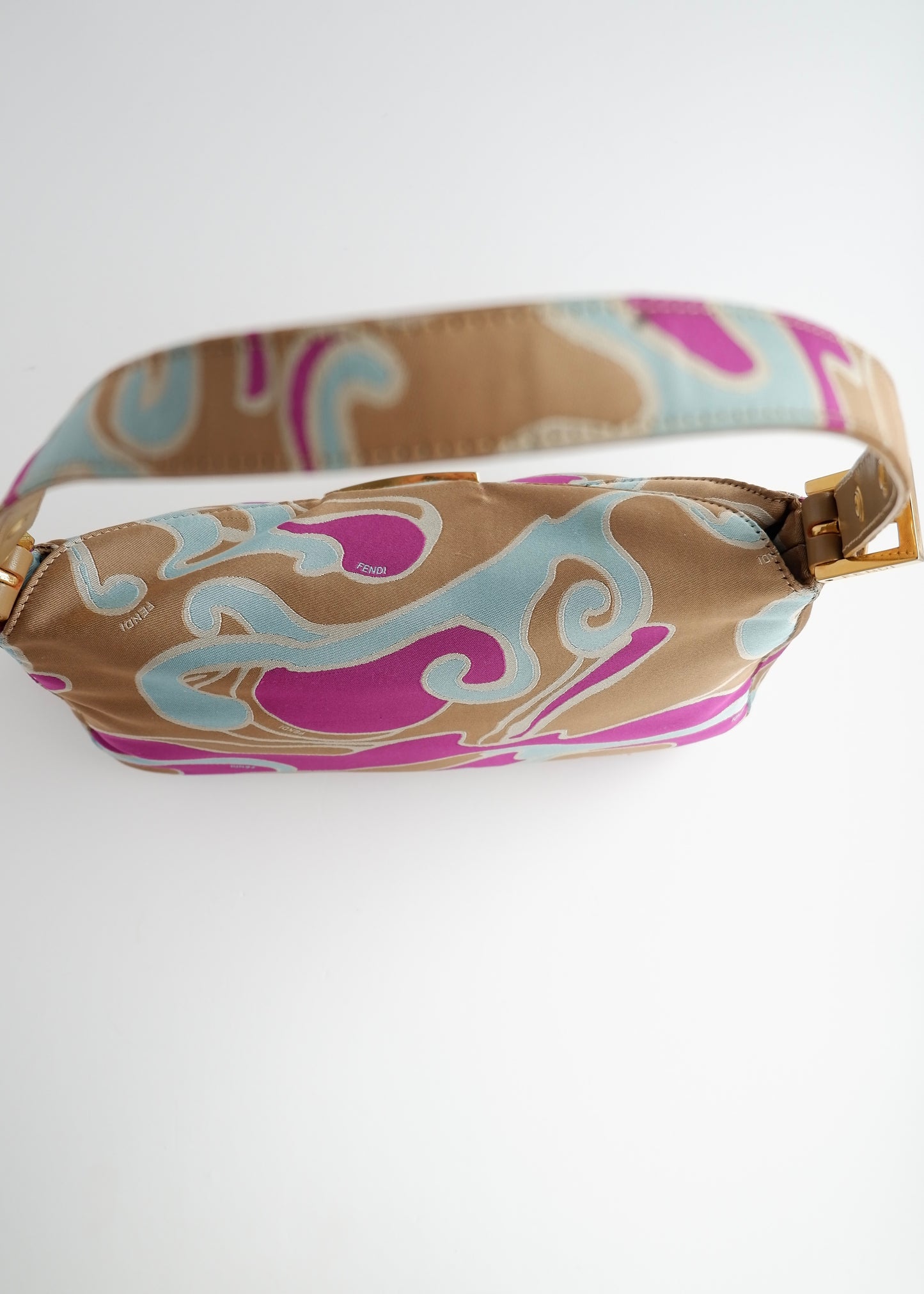 Authentic Preowned Fendi Psychedelic Swirl Multi Color Baguette Shoulder Bag