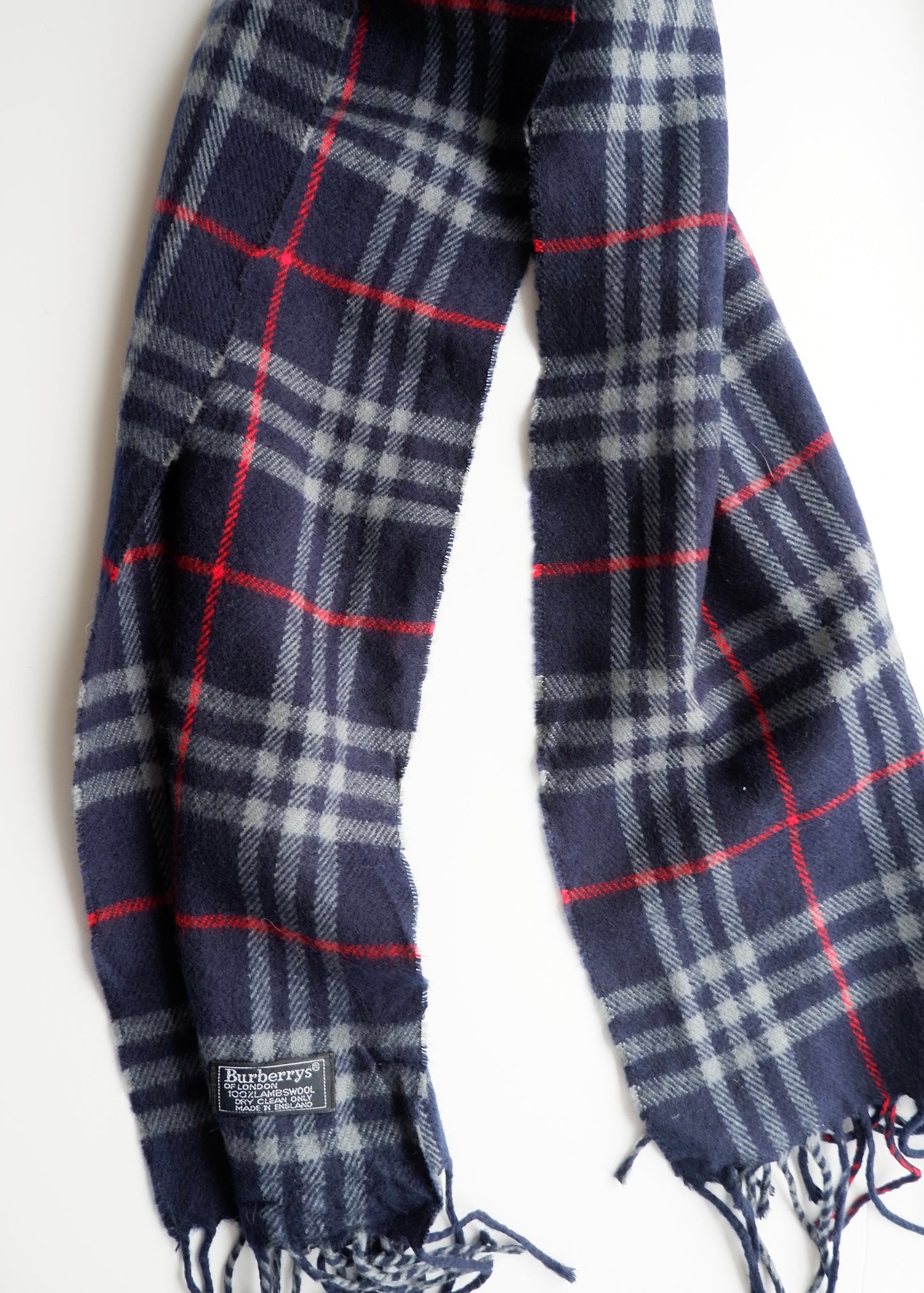 Authentic Preowned Burberry's Navy Check Wool Scarf