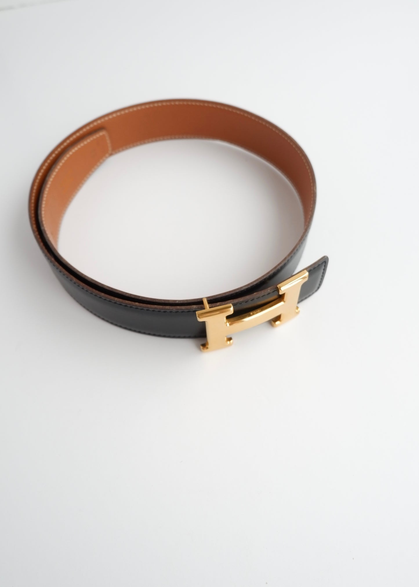 Authentic Preowned Hermes Black/ Brown H Belt GHW - 65
