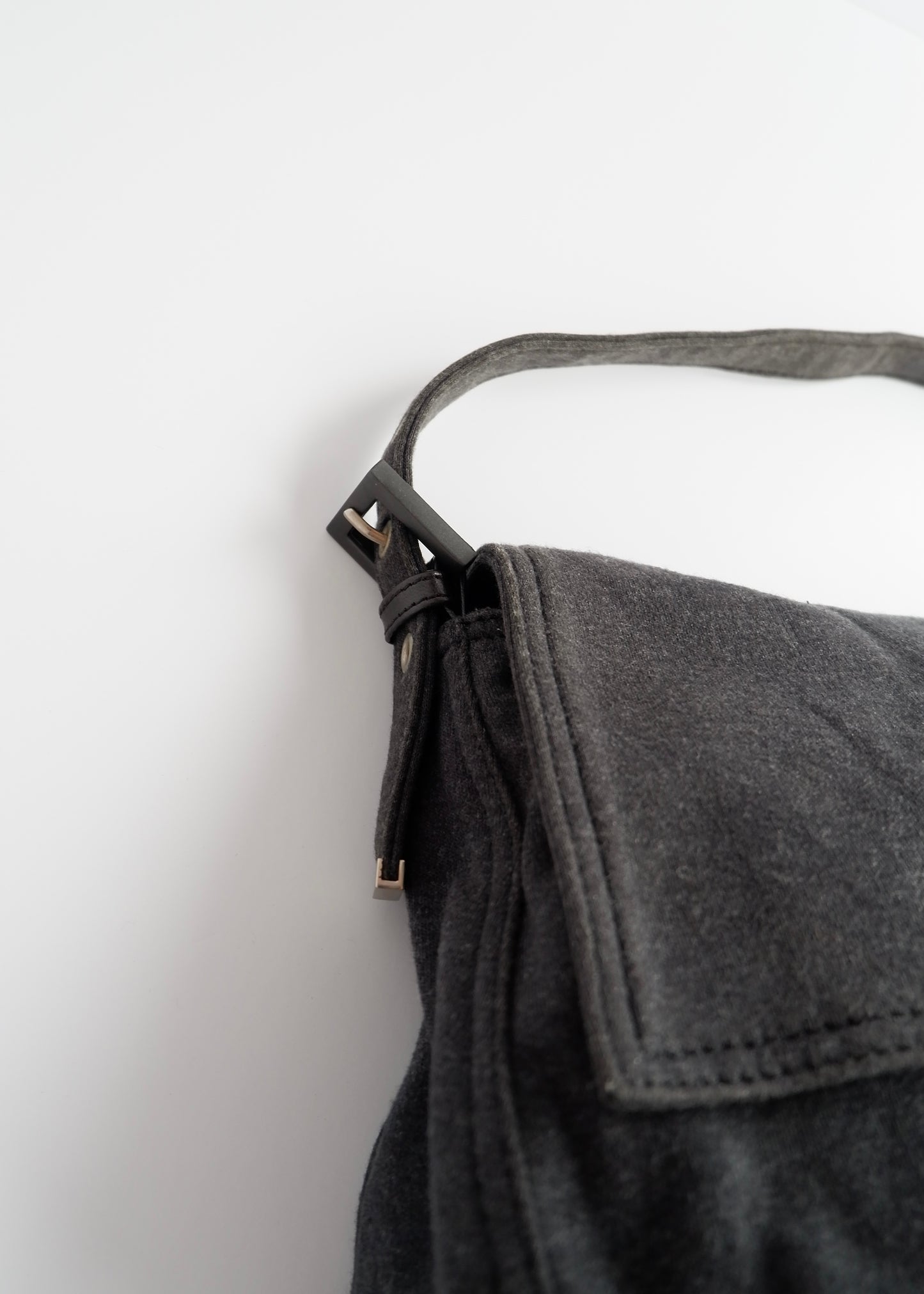 Authentic Preowned Fendi Dark Grey Cotton Mamma Baguette Shoulder Bag