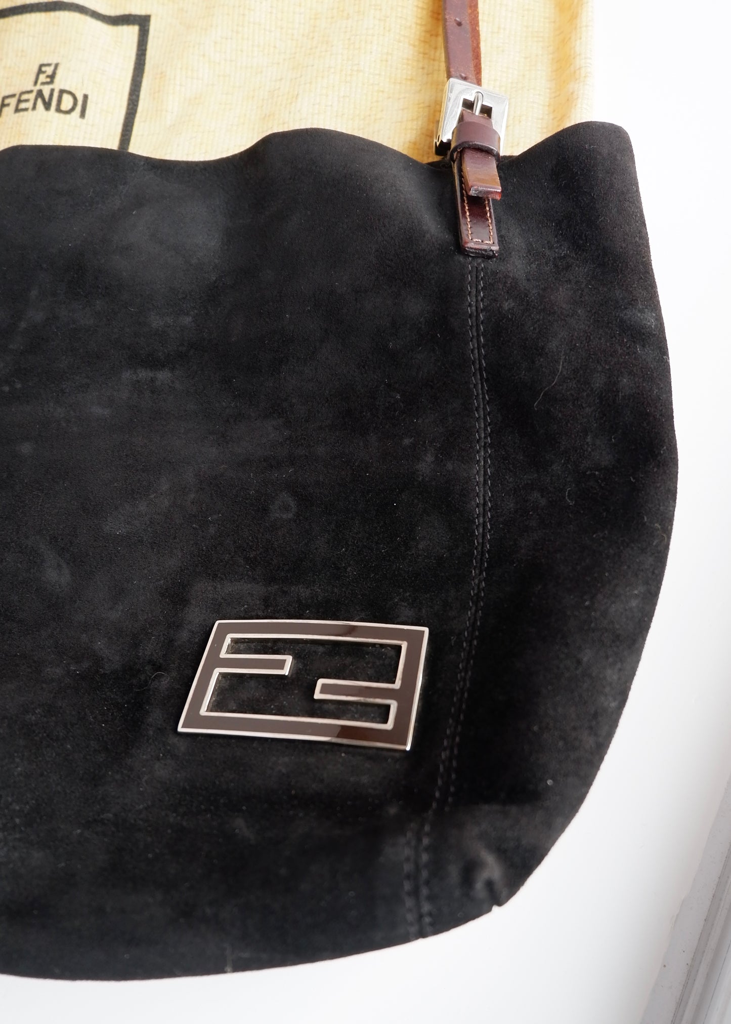 Authentic Preowned Fendi Black Suede Shoulder Bag