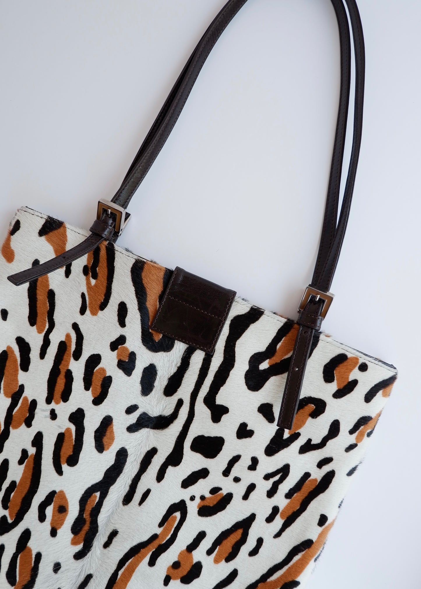 Authentic Preowned Vintage Fendi White Leopard Print Tote Bag