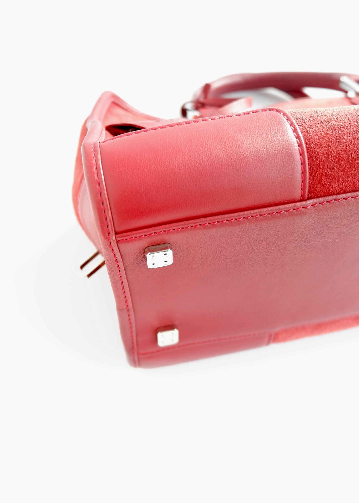 Authentic Preowned Loewe Red Suede Amazona Bag