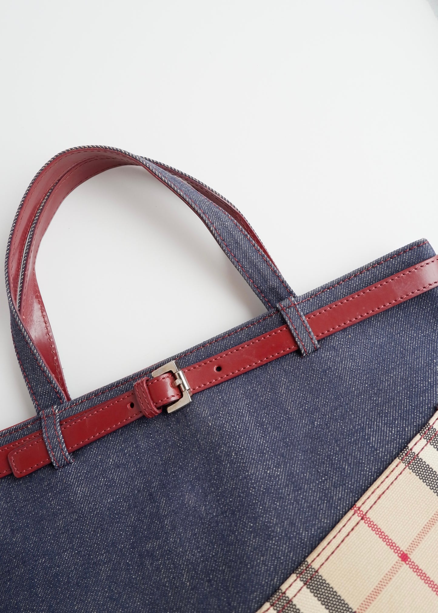 Authentic Preowned Vintage Burberry Novacheck Denim Pocket Tote