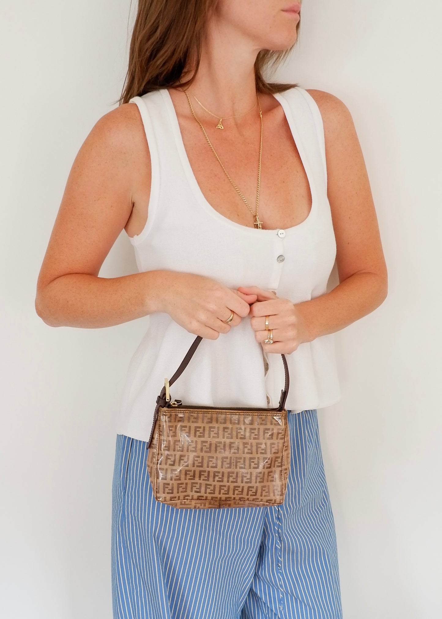 Authentic Preowned Fendi Brown Zucchino Micro Handbag