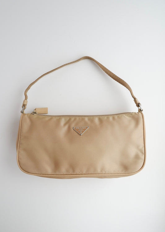 Authentic Preowned Prada Beige Nylon Shoulder Bag