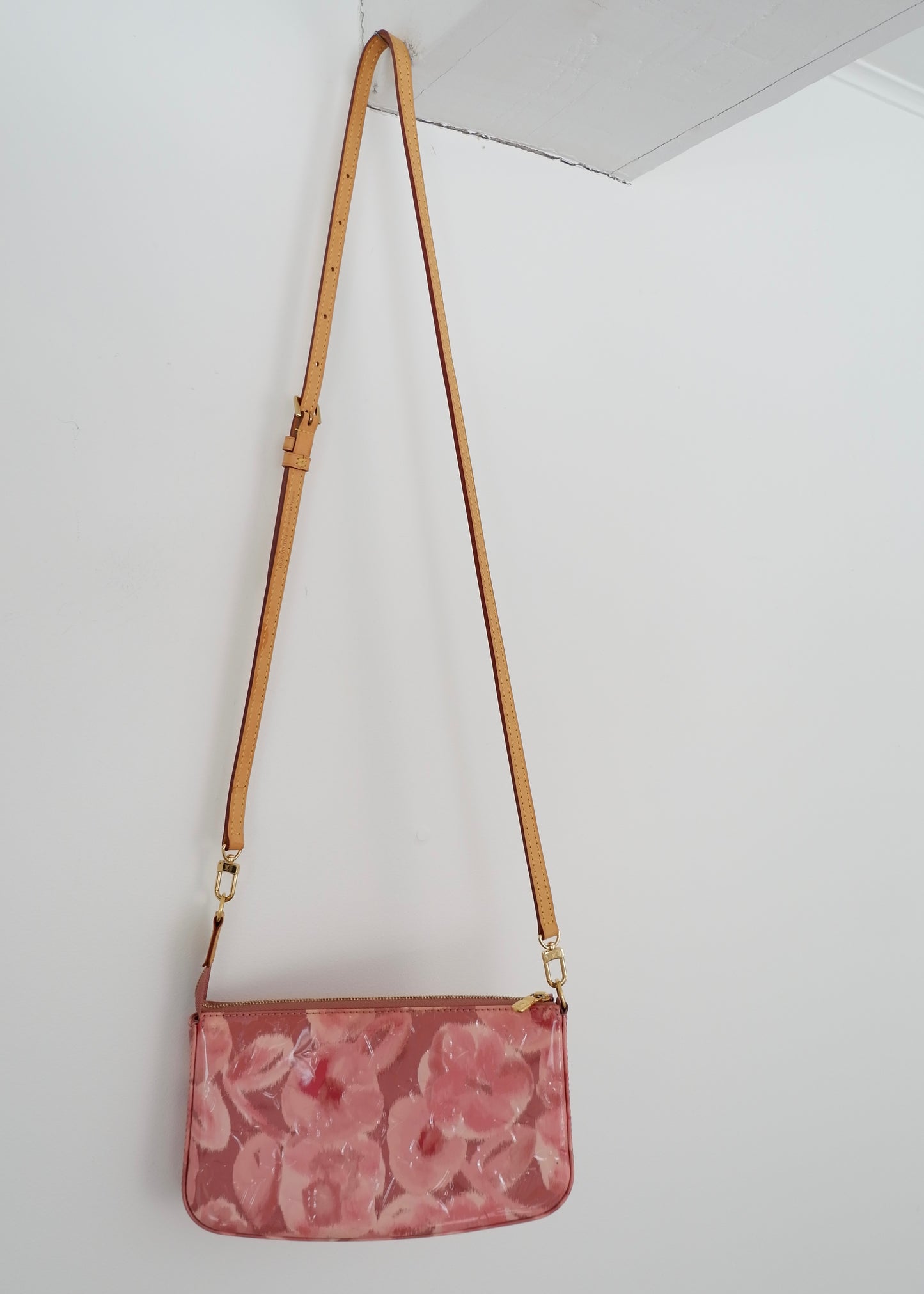 Authentic Preowned Louis Vuitton Limited Edition Rose Velours Monogram Ikat Pochette Crossbody Bag