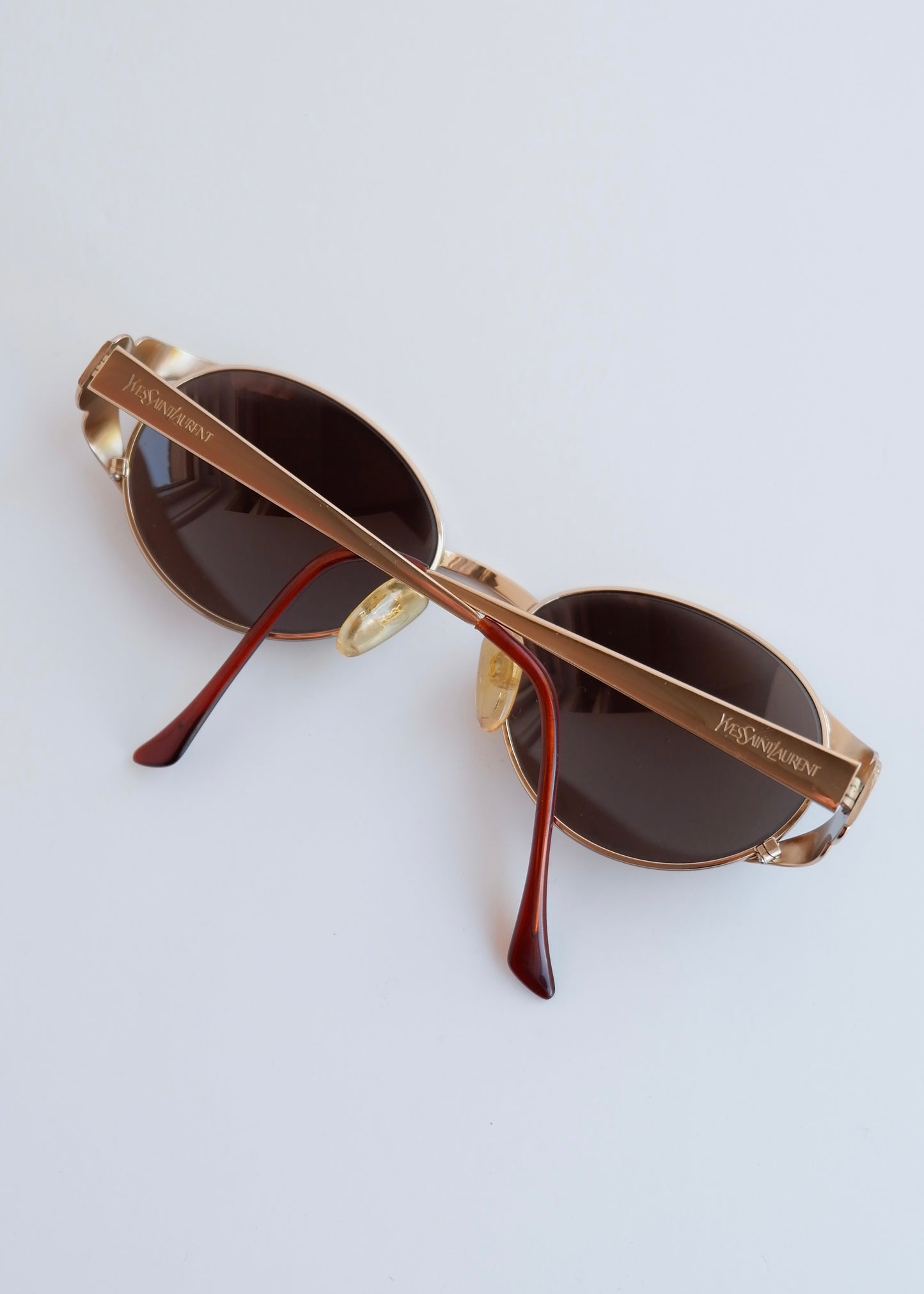 Authentic Preowned Vintage Yves Saint Laurent Gold Metal Frame Sunglasses