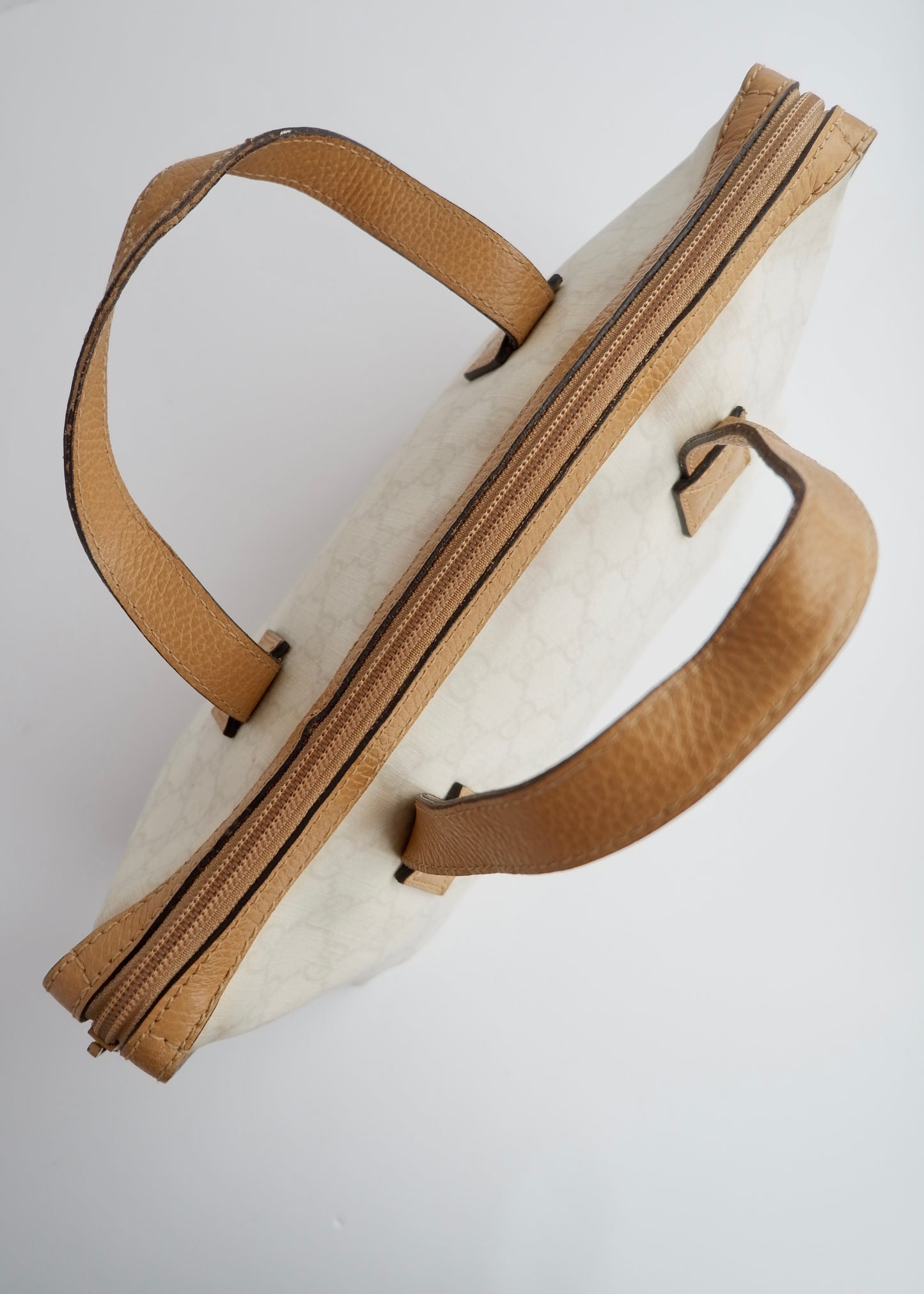 Authentci Preowned Gucci White GG Canvas East West Handbag