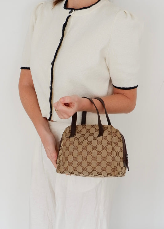 Authentic Preowned Gucci Brown GG Canvas Tofu Handbag