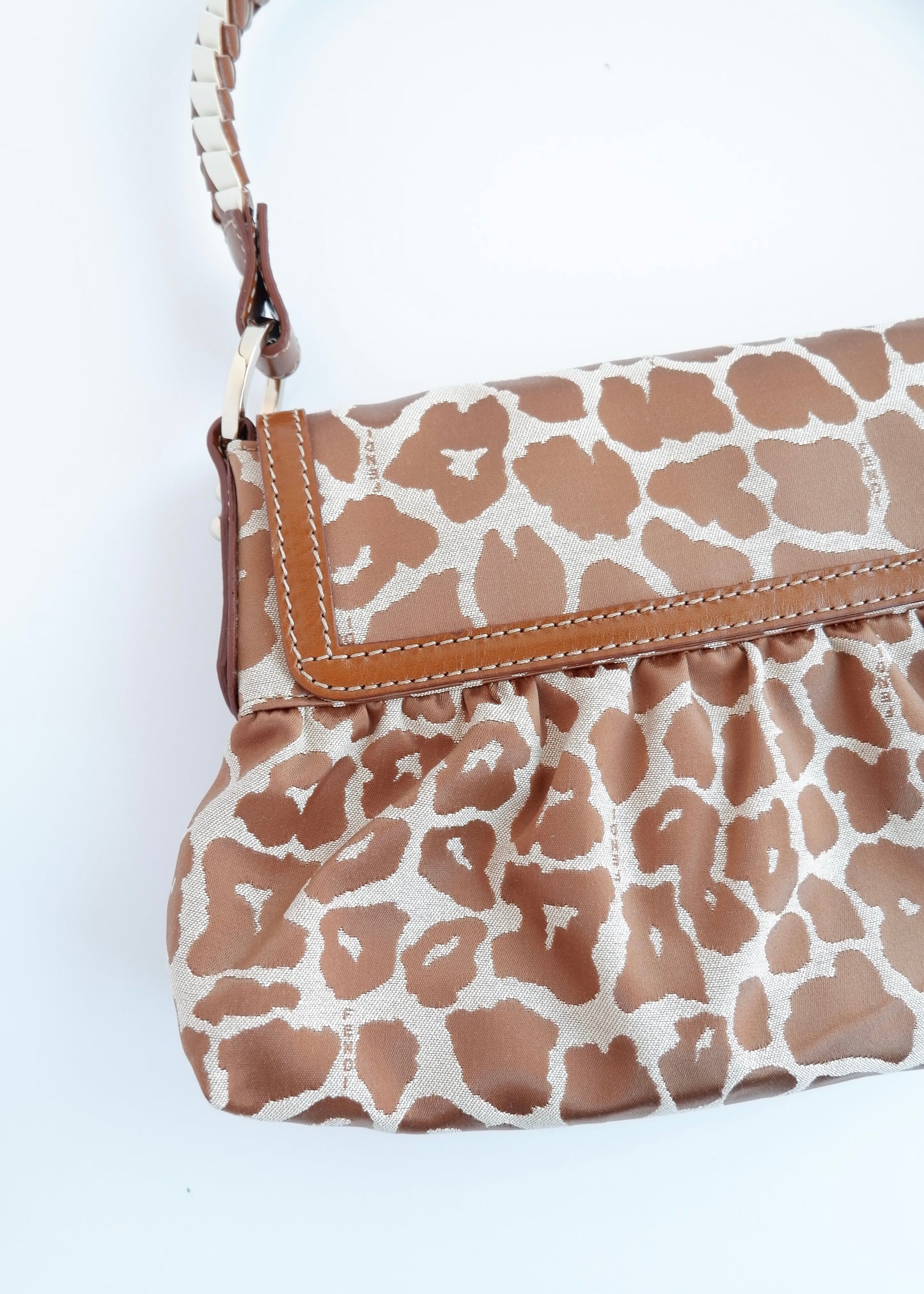 Authentic Preowned Fendi Brown/Beige Leopard Print Baguette Shoulder Bag