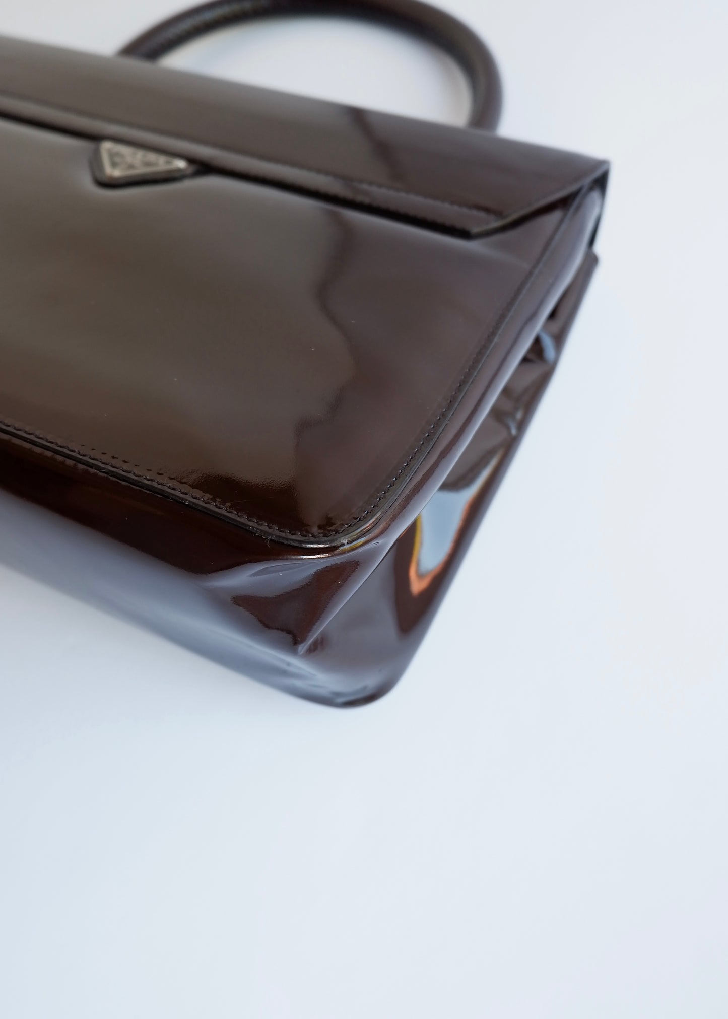 Authentic Preowned Prada Brown Patent Leather Top Handle Bag