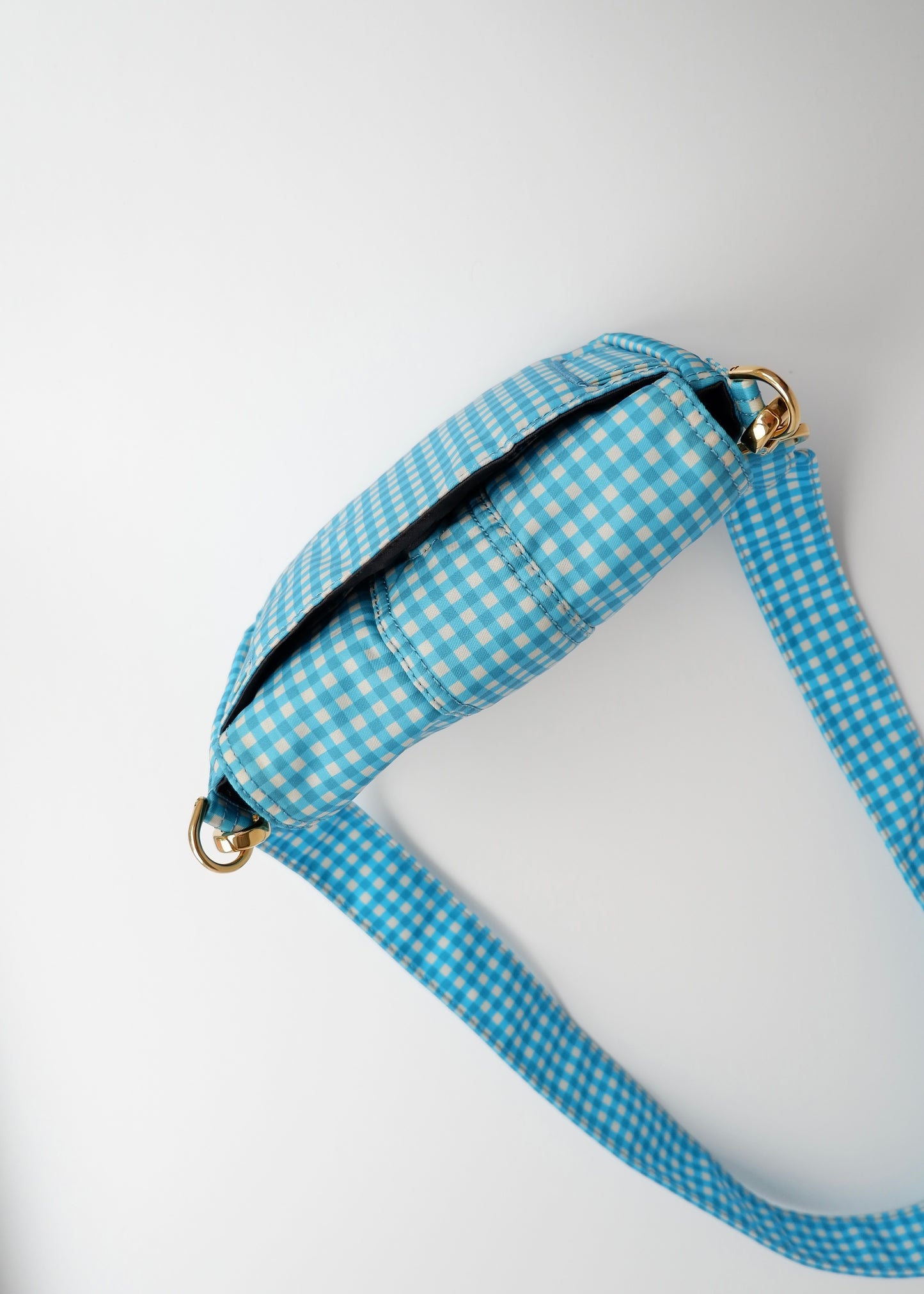 Authentic Preowned Fendi Blue Gingham Nylon Two Way Bag