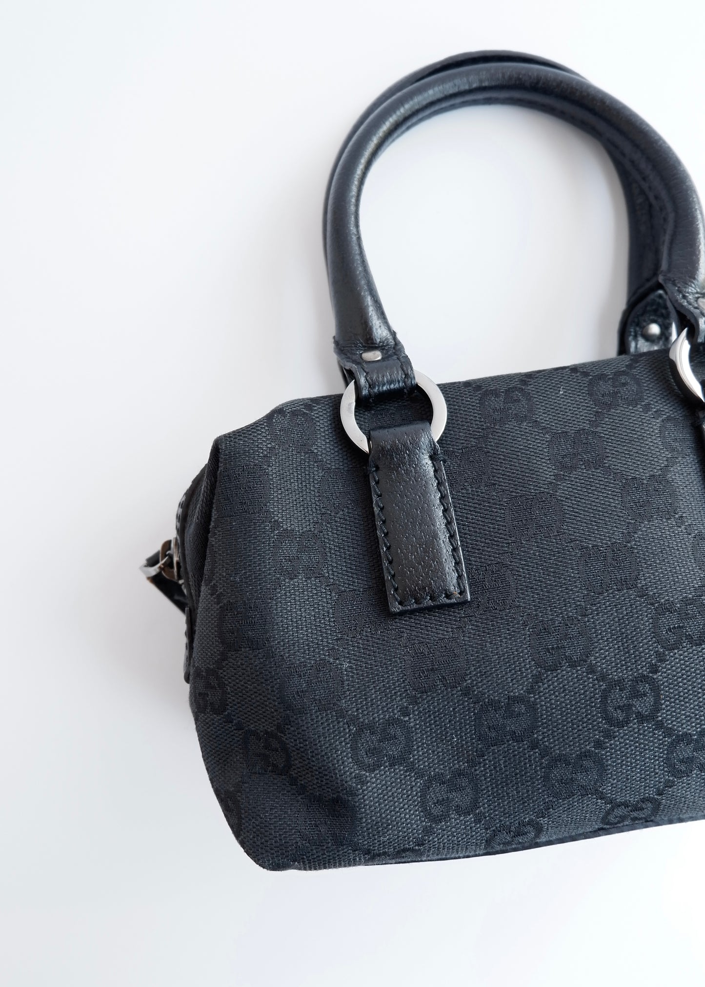 Authentic Preowned Gucci Black GG Canvas Mini Boston Bag