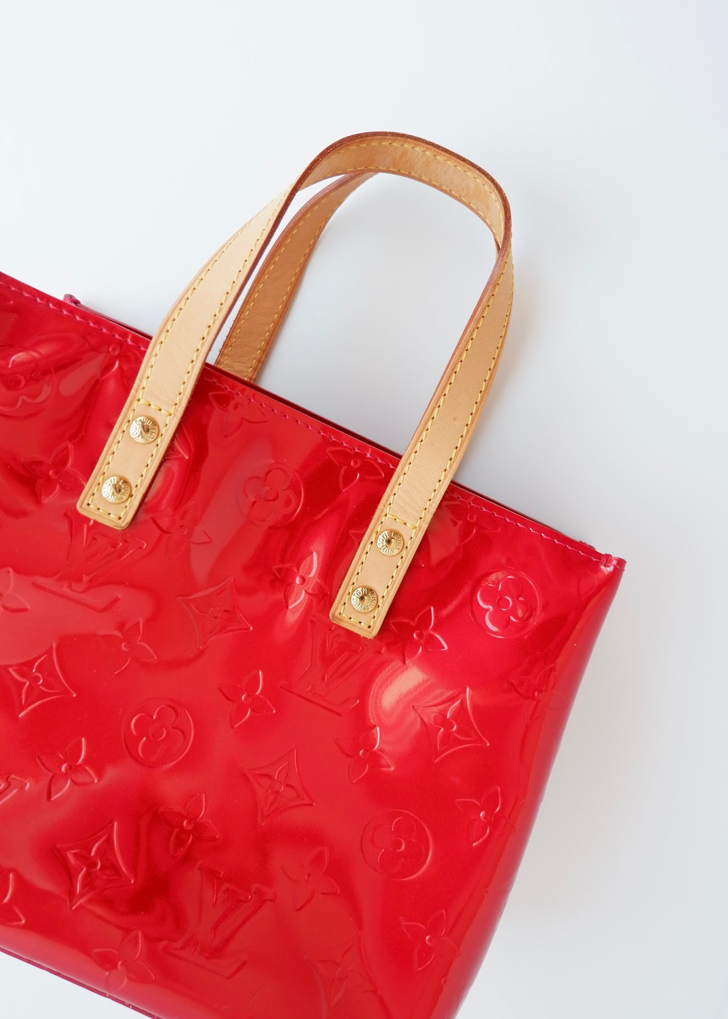 Authentic Preowned Louis Vuitton Red Monogram Vernis Reade Handbag