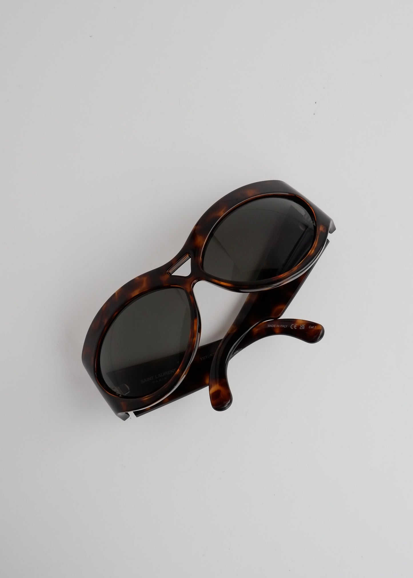 Authentic Preowned Saint Laurent Brown Tortoise Cat Eye Sungasses