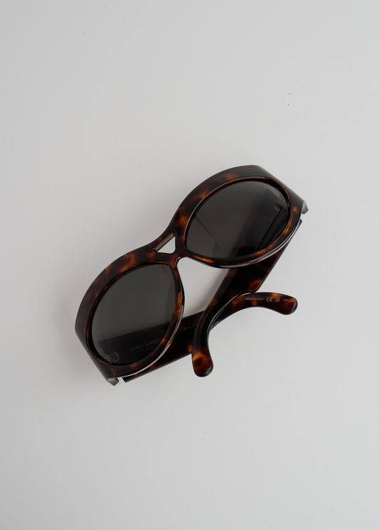 Authentic Preowned Saint Laurent Brown Tortoise Cat Eye Sungasses