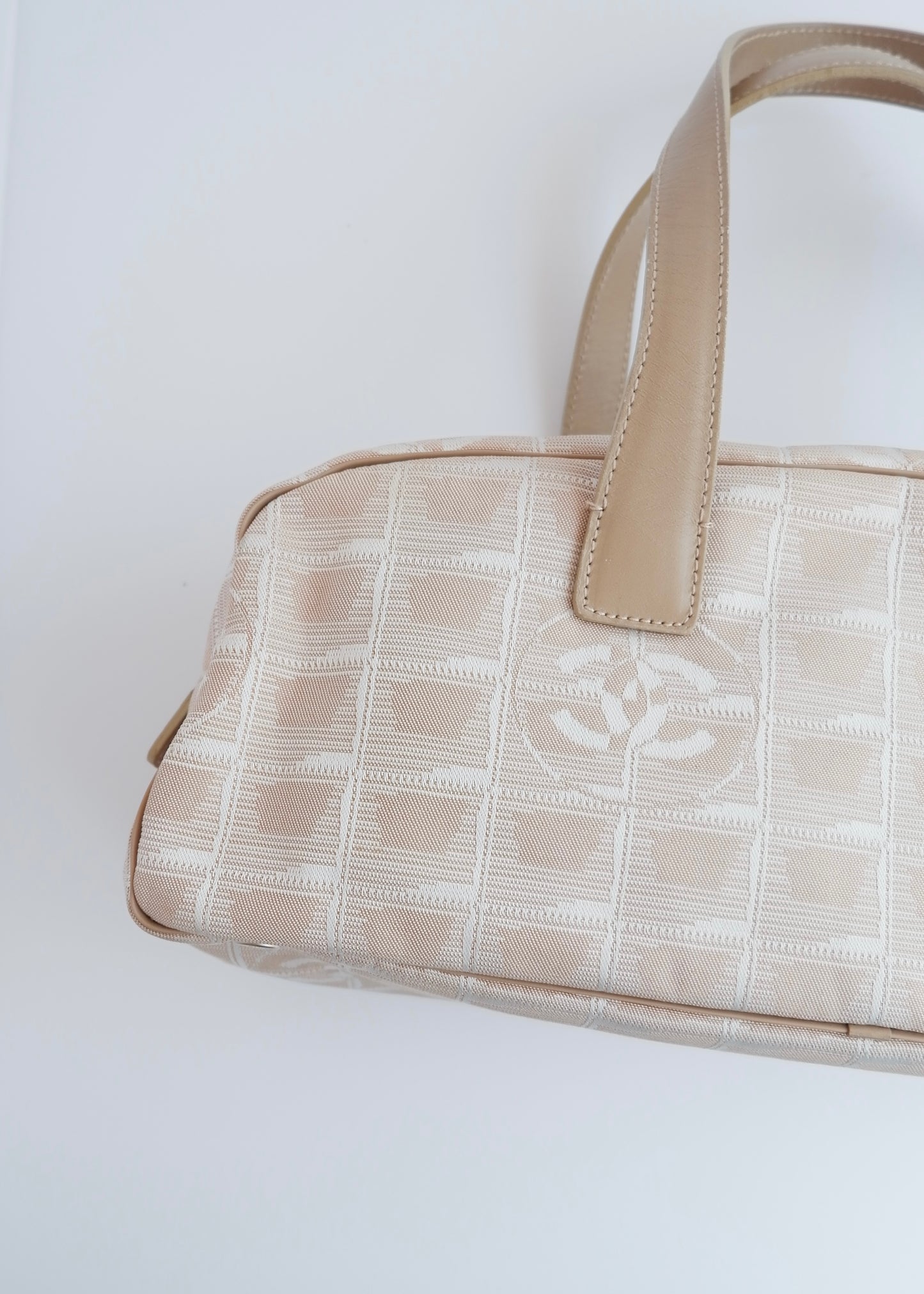 Authentic Preowned Chanel Beige Canvas/Leather New Travel Line Shoulder Bag
