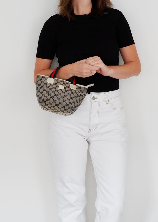 Authentic Preowned Gucci Navy GG Canvas Micro Handbag