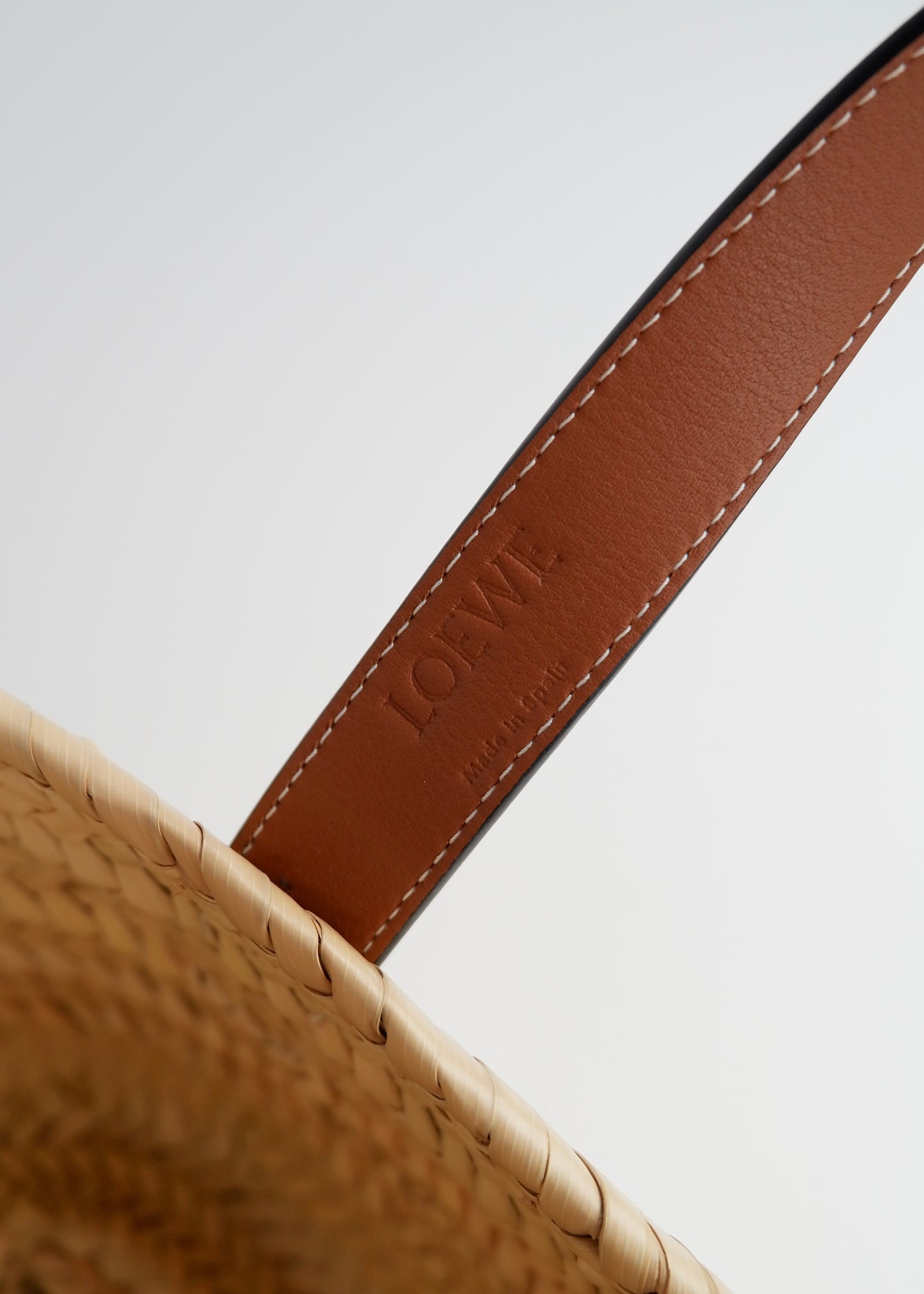 Authentic Preowned Loewe Brown Small Basket Bag In Palm Leaf and Calfskin
