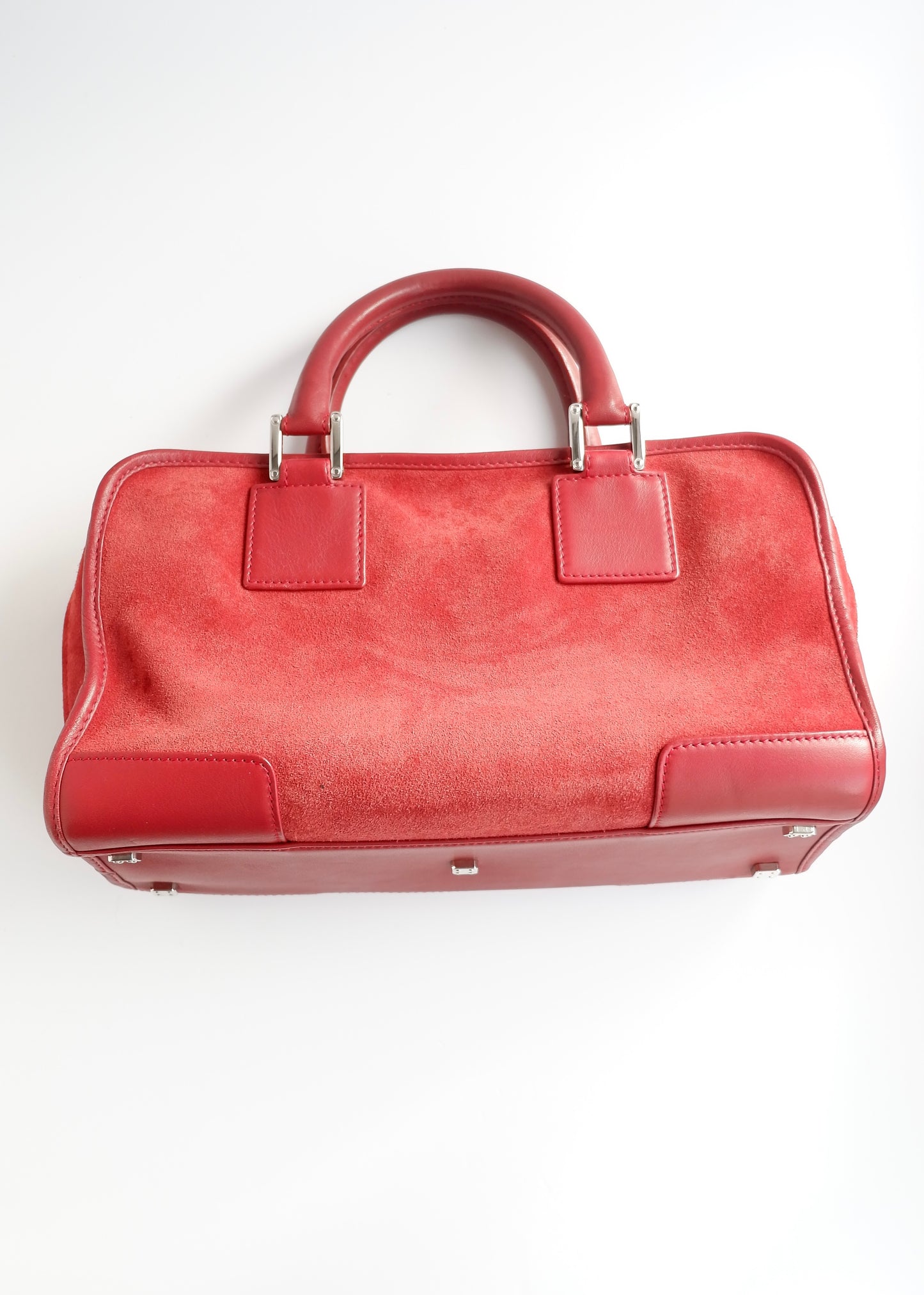 Authentic Preowned Loewe Red Suede Amazona Bag