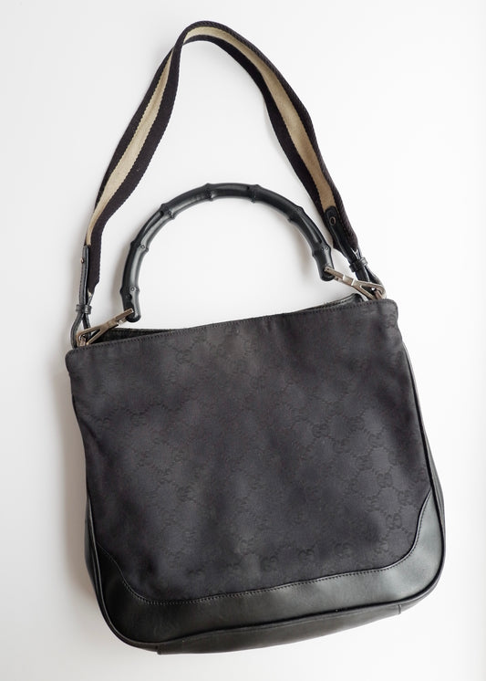 Authentic Preowned Gucci Black GG Canvas Two Strap Shoulder Bag