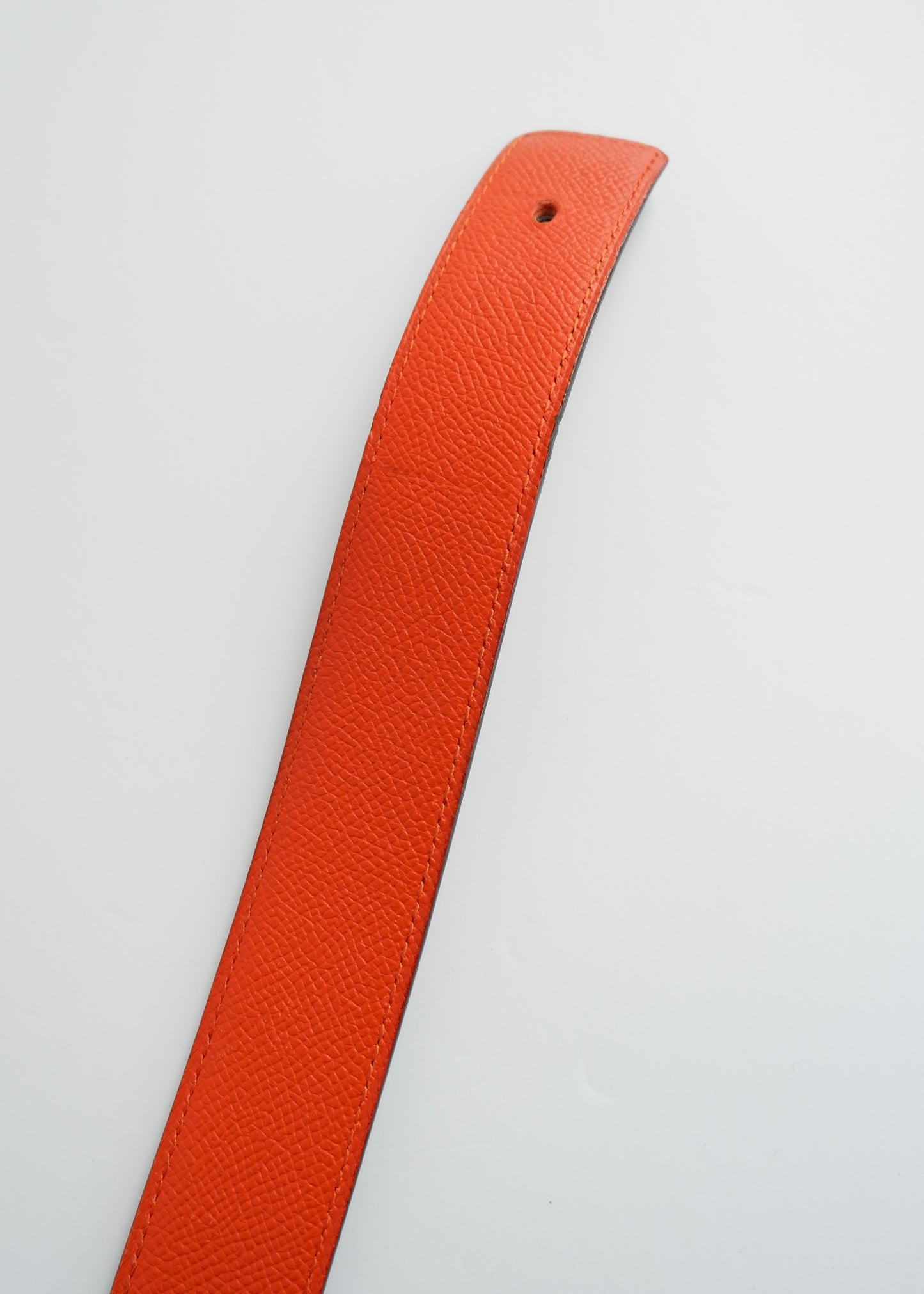 Authentic Preowned Hermes Black/ Orange Leather Martelee H Belt - 85