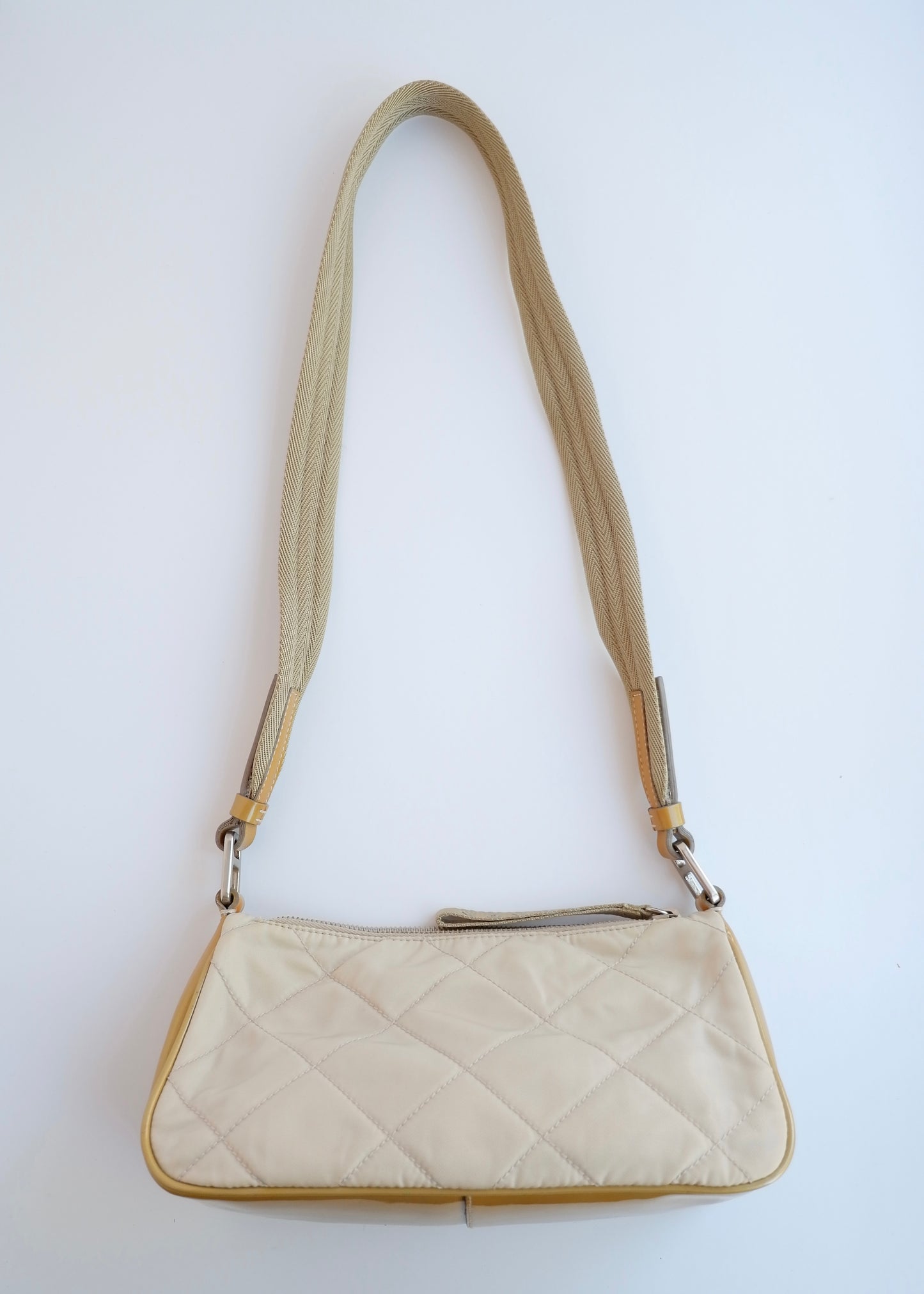 Authentic Preowned Prada Beige Quilted Nylon Crossbody Bag