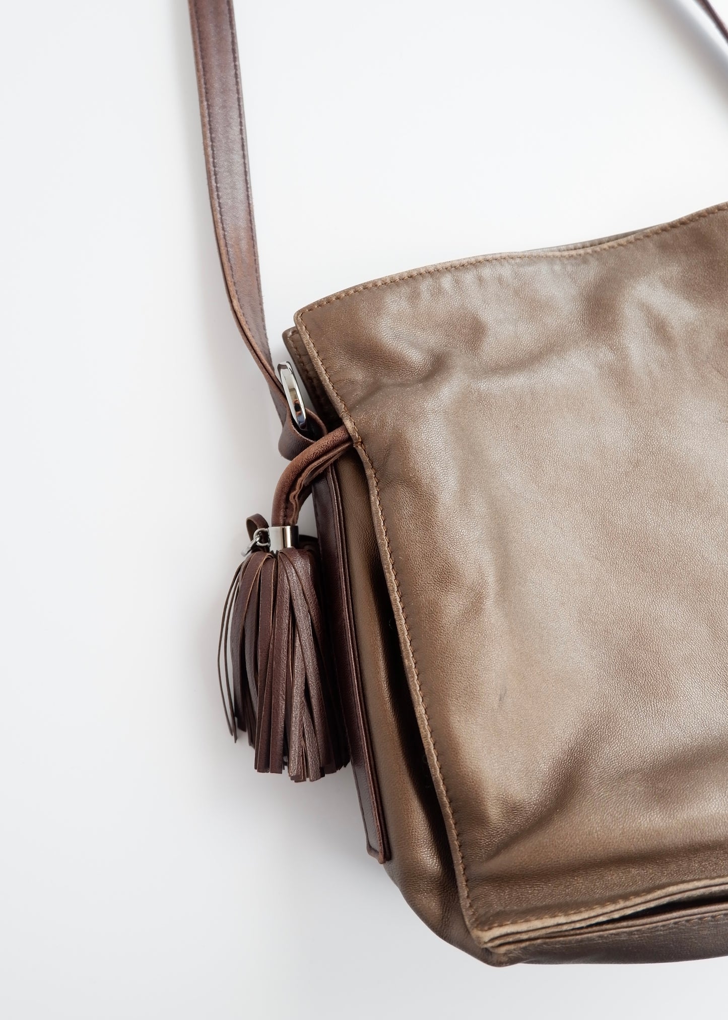 Authentic Preowned Vintage Loewe Bronze Leather Flamingo Bag