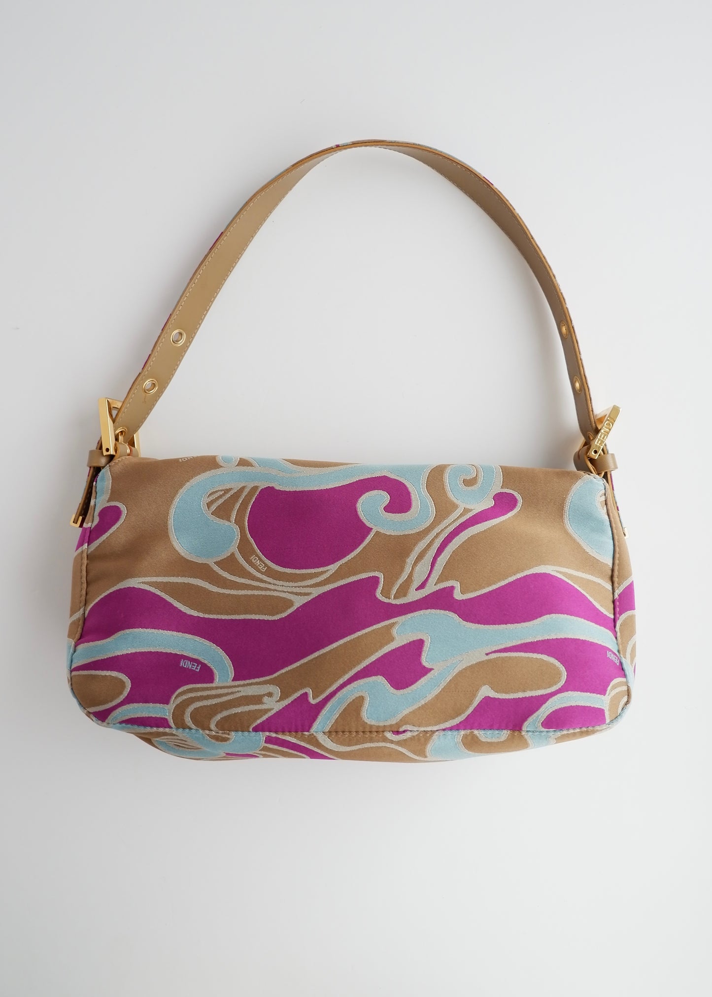 Authentic Preowned Fendi Psychedelic Swirl Multi Color Baguette Shoulder Bag