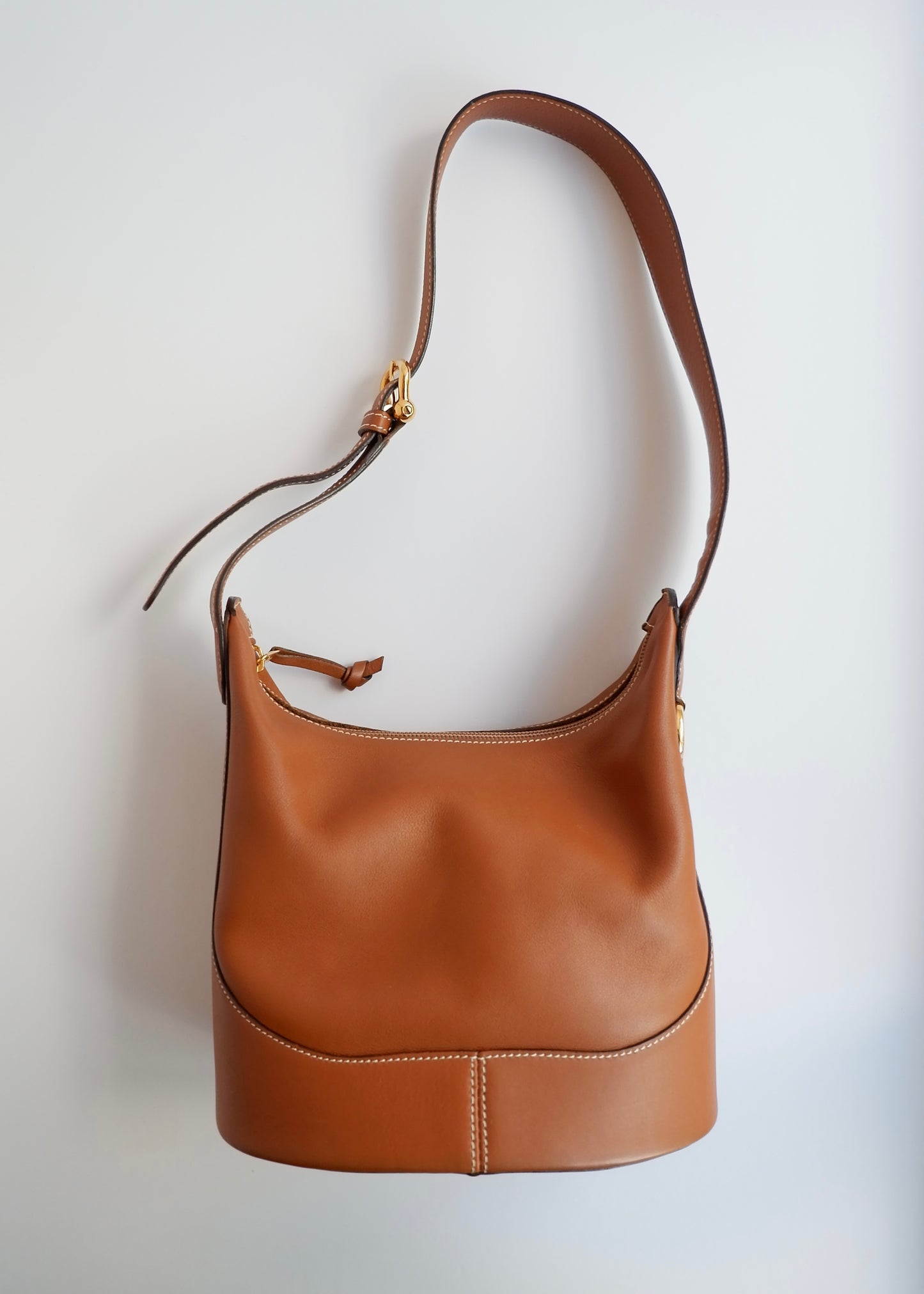 Authentic Preowned Vintage Loewe Chestnut Brown Leather Shoulder Bag