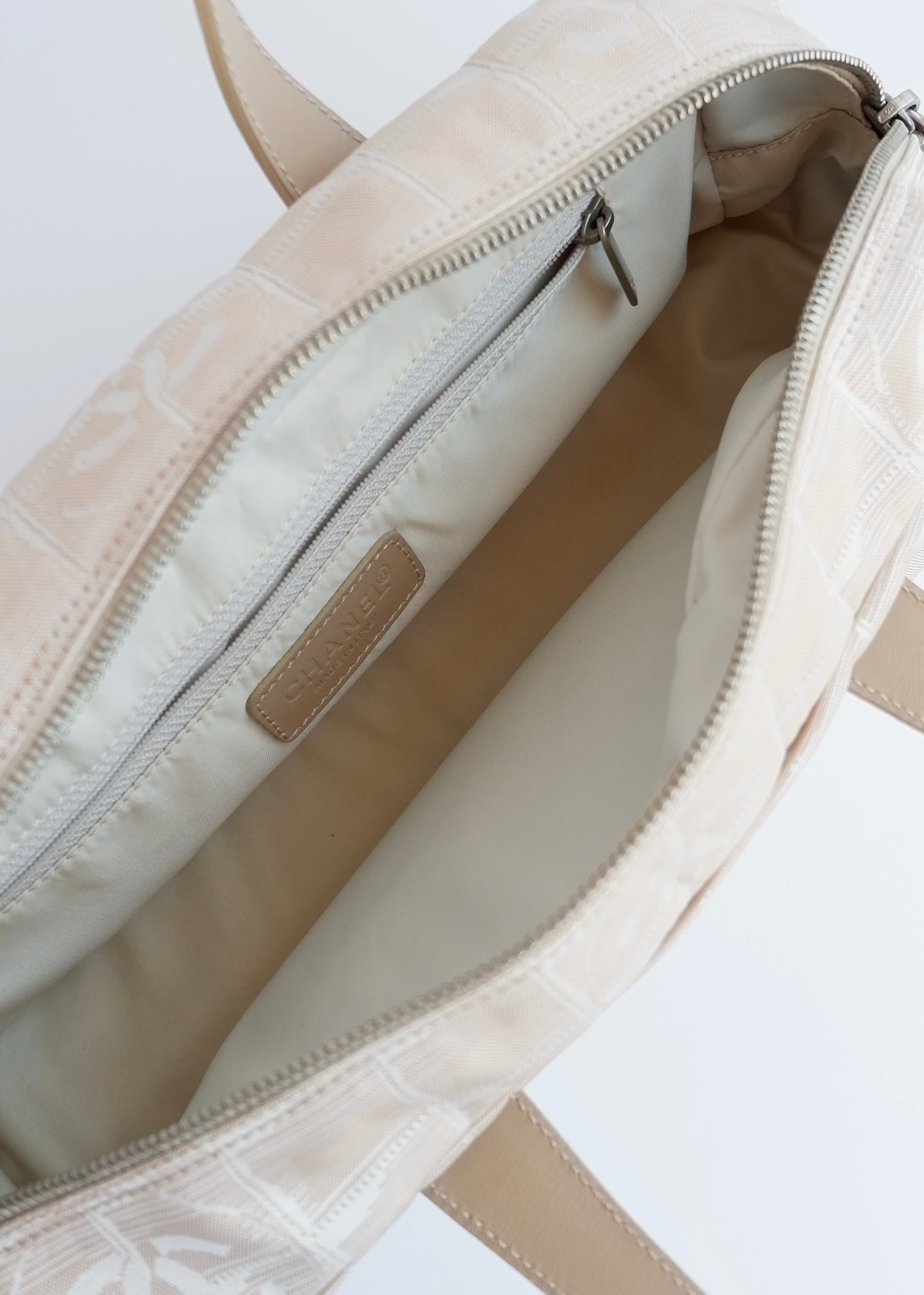 Authentic Preowned Chanel Beige Canvas/Leather New Travel Line Shoulder Bag
