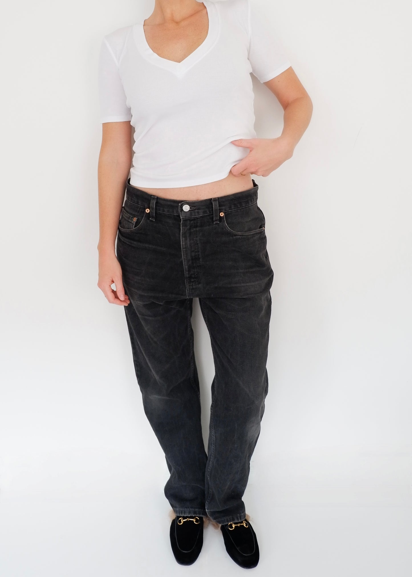 Levis Vintage Black 505 Straight Leg Jeans - 34