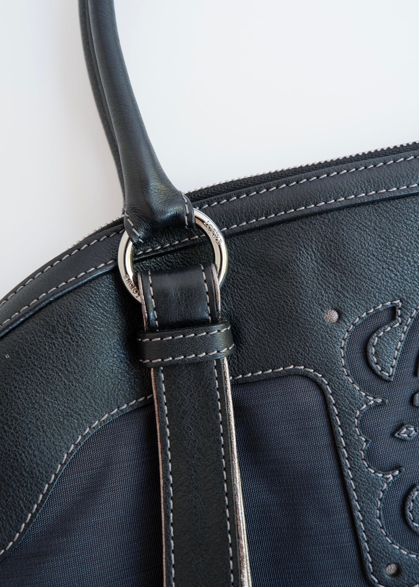 Authentic Preowned Loewe Navy/Black Nylon/Leather Shoulder Tote