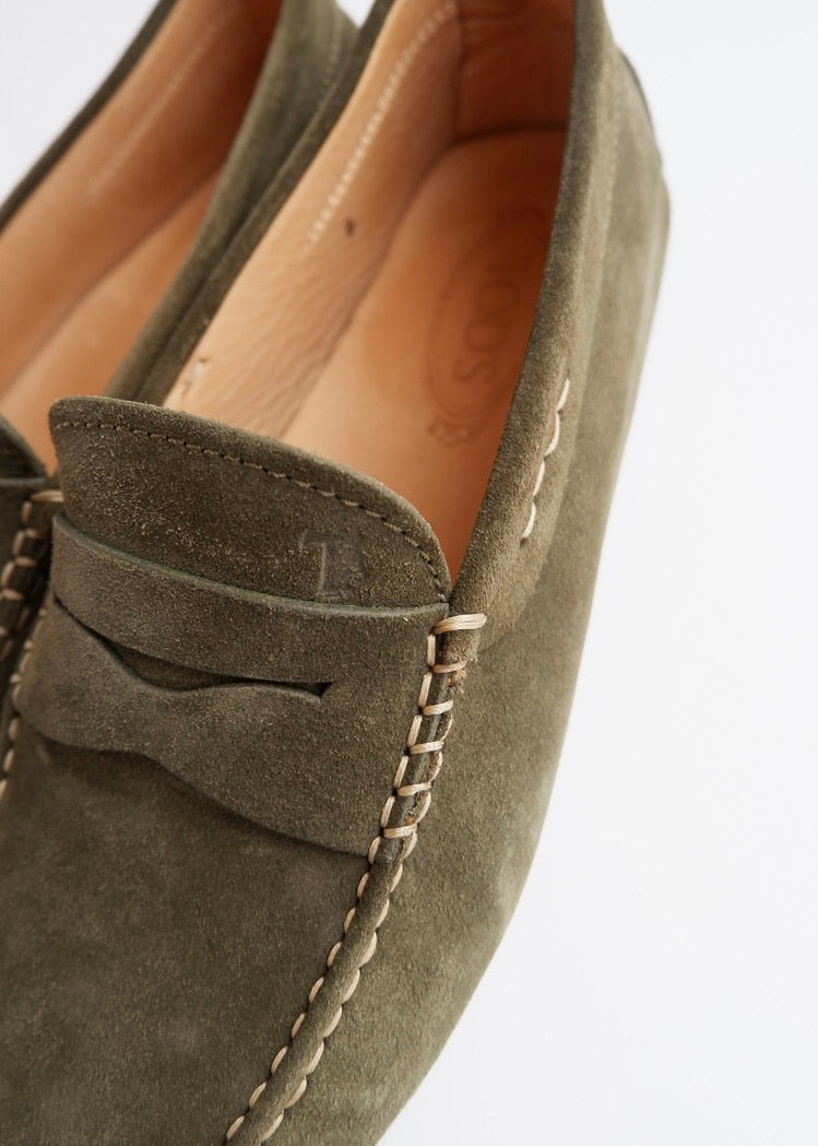 Authentic Preowned TOD's Olive Green Suede Driving Loafers - 8 (Men's)