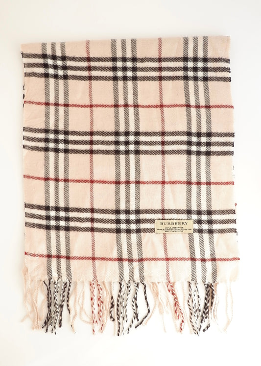 Authentic Preowned Burberry Check Beige Wool Scarf