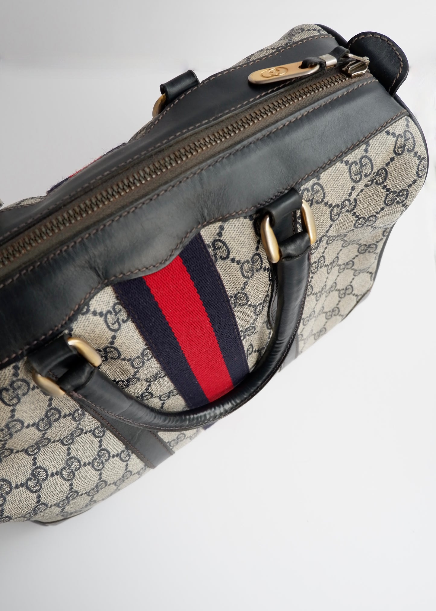 Authentic Preowned Vintage Gucci Navy Boston Bag