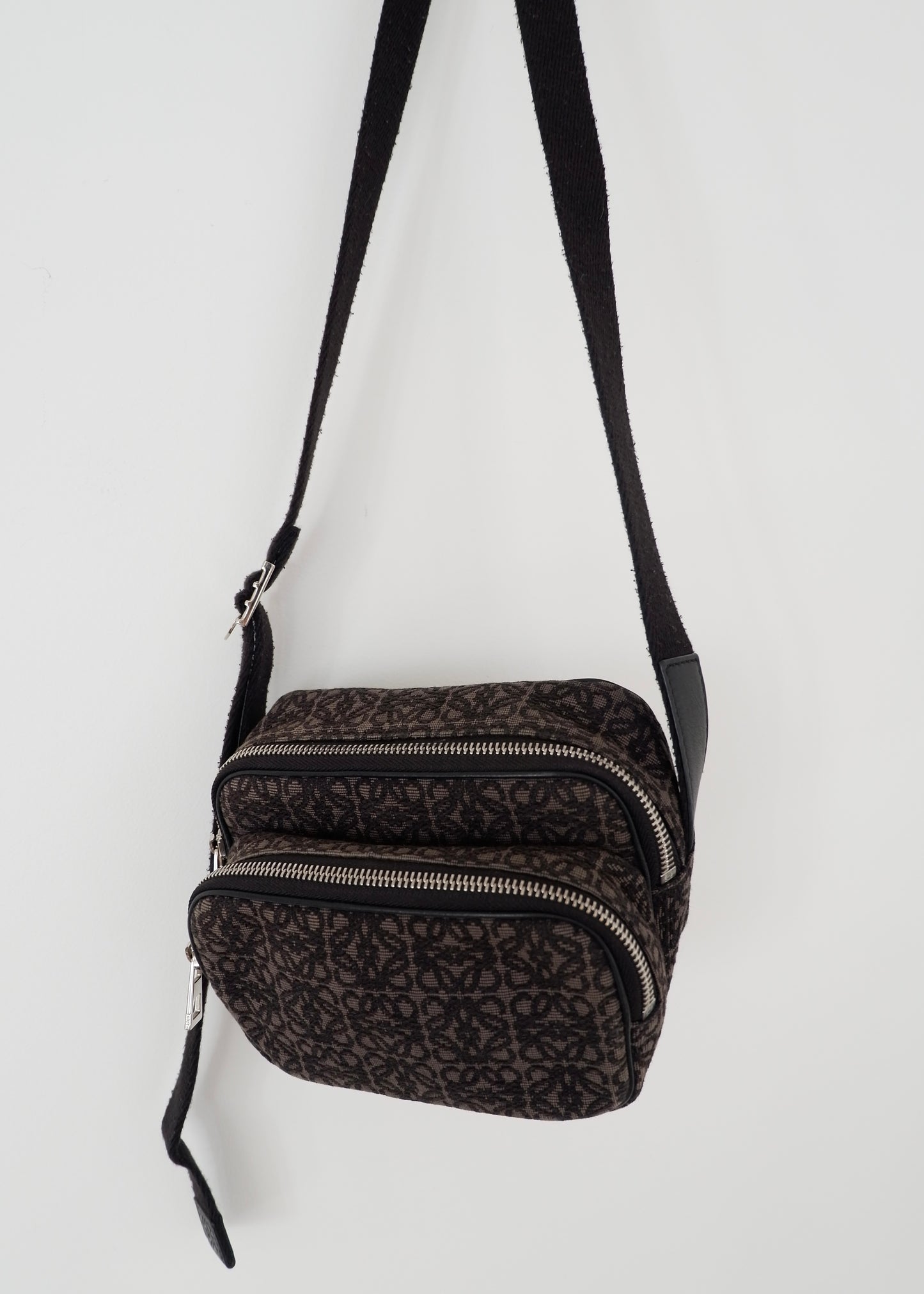 Authentic Preowned Loewe Black Canvas Anagram Crossbody Bag