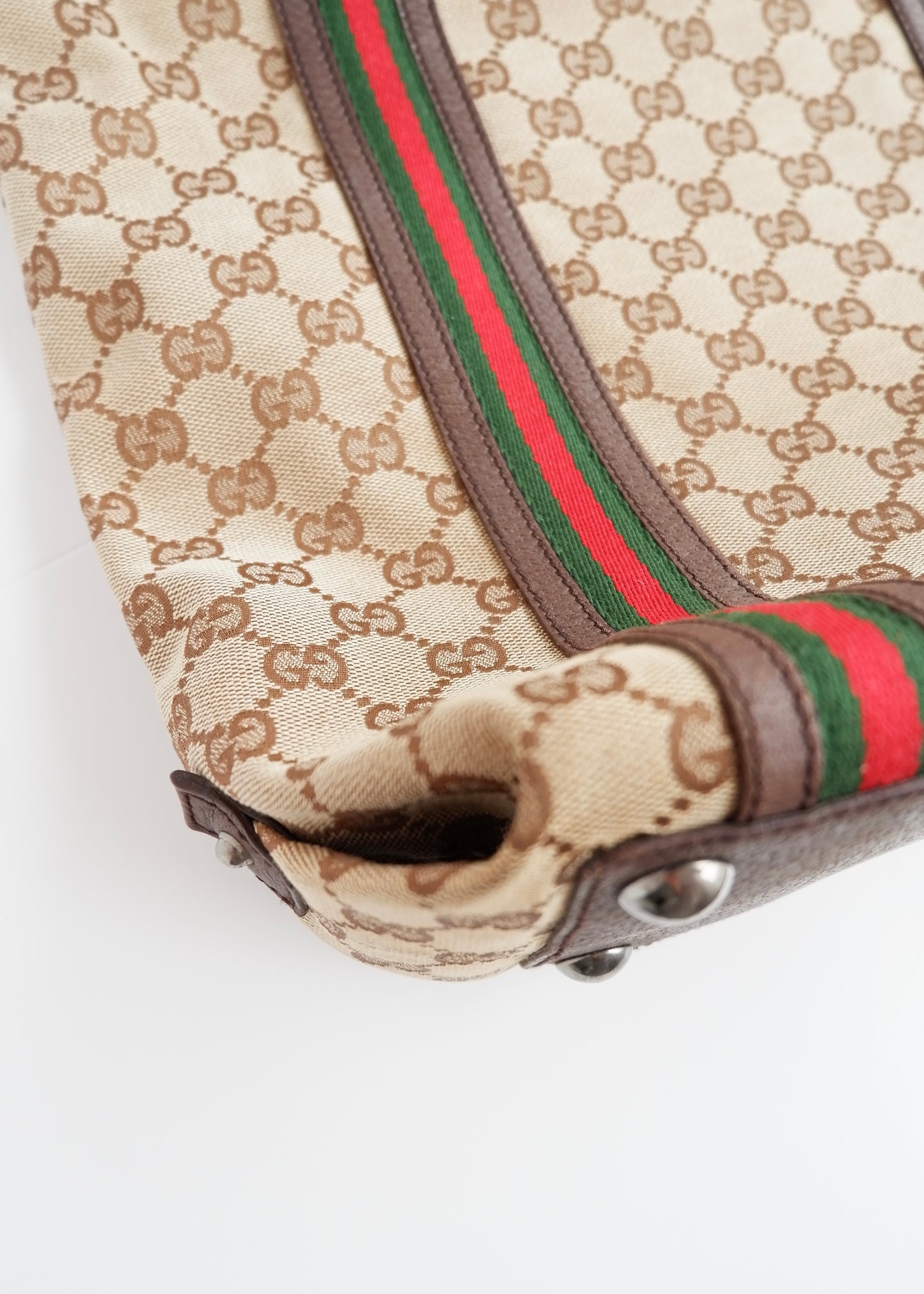 Authentic Preowned Gucci GG Cavnas Sherry Line Tote Bag