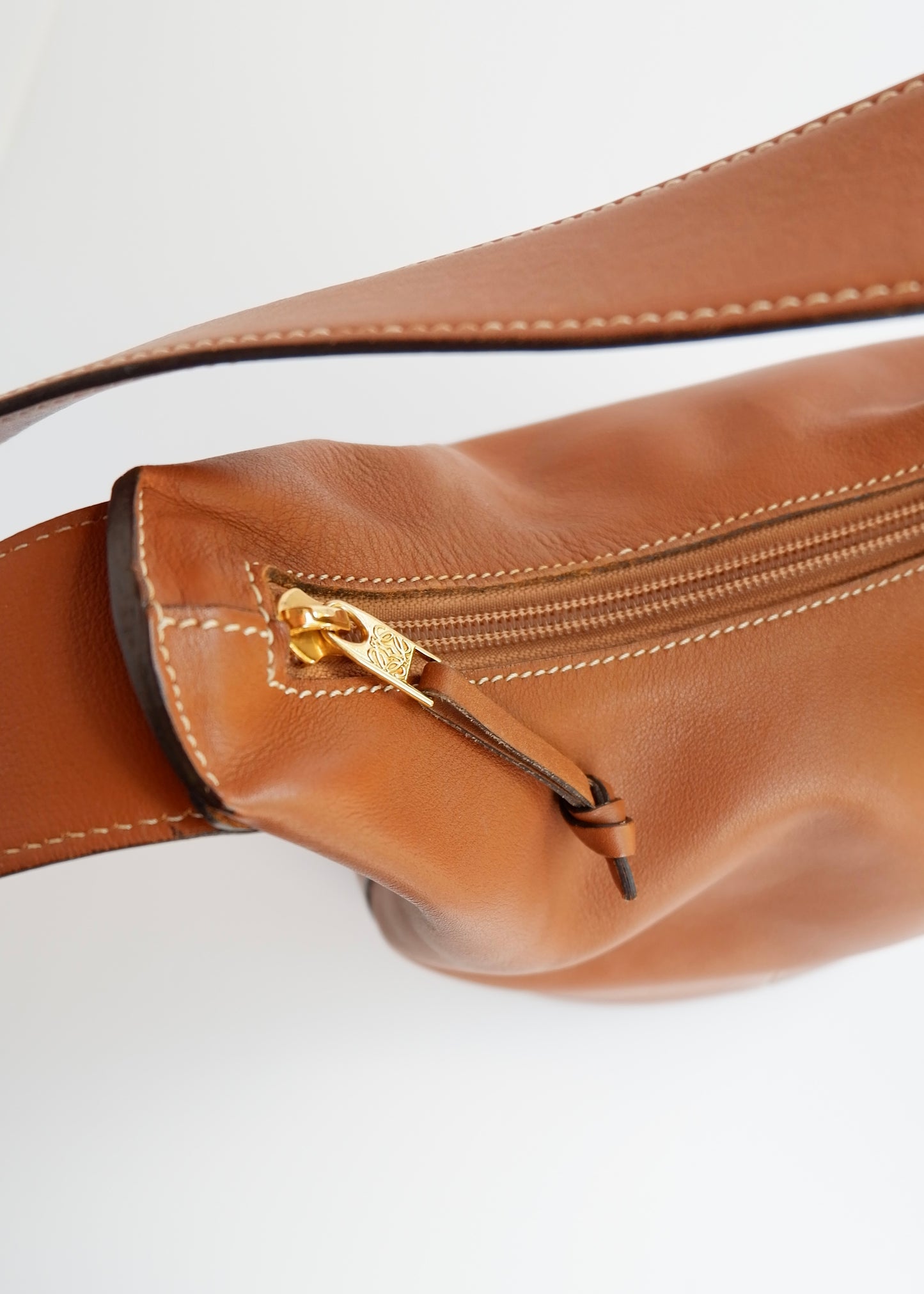 Authentic Preowned Vintage Loewe Chestnut Brown Leather Shoulder Bag